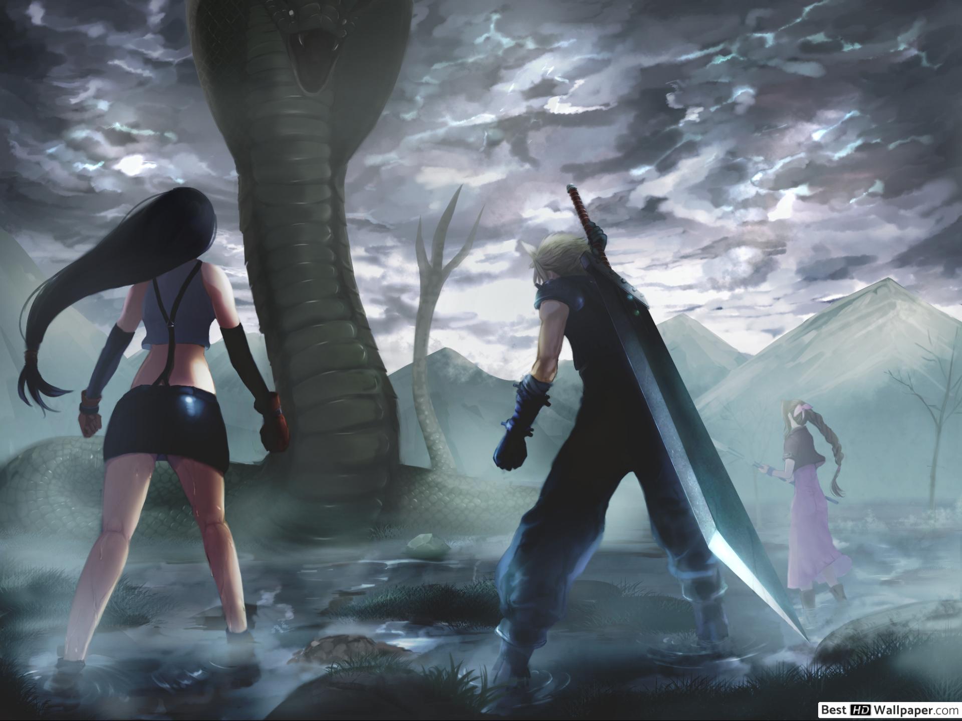 Final Fantasy VII Lockhart, Cloud Strife & Aerith Gainsborough HD wallpaper download Fantasy wallpaper