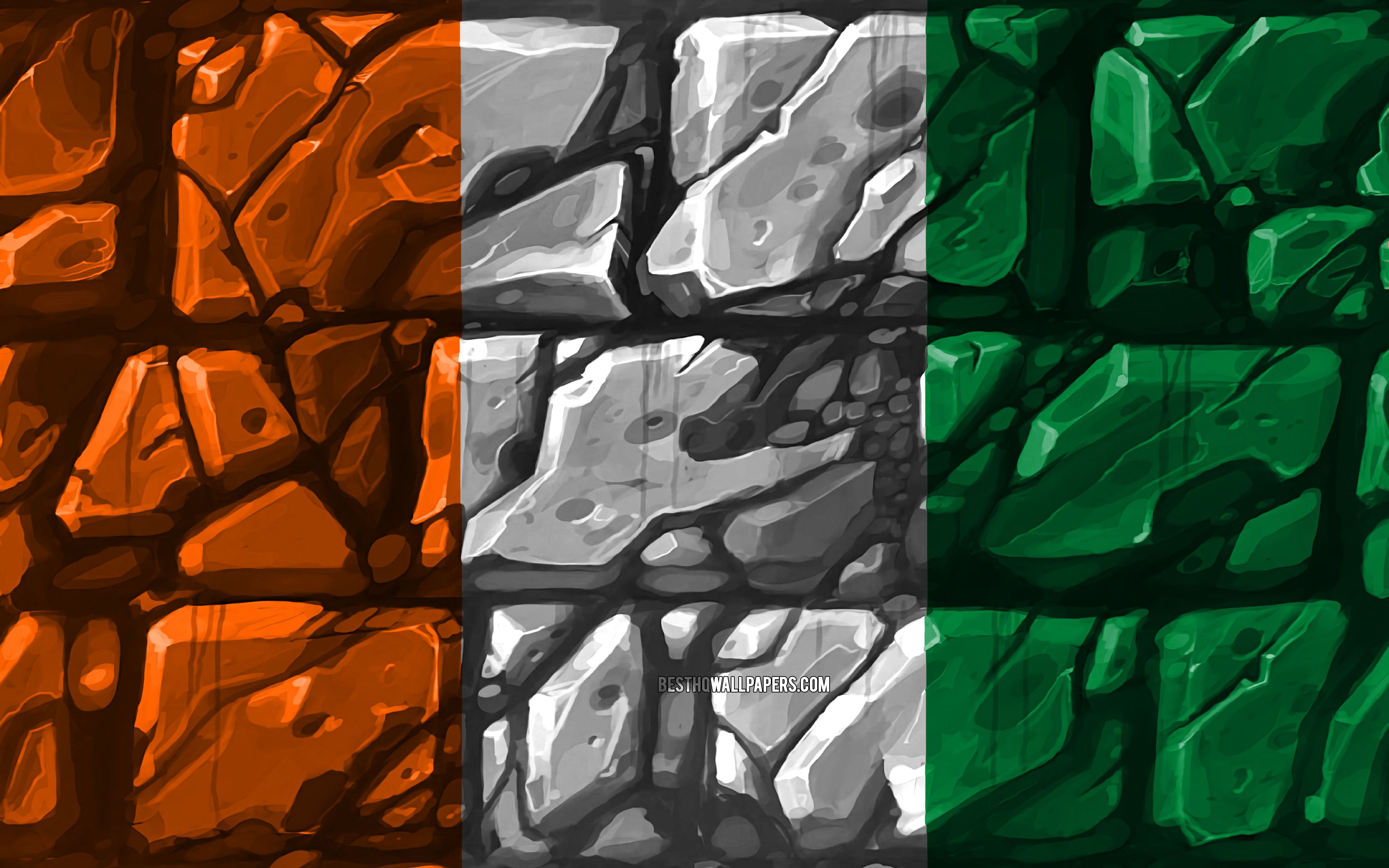 Download wallpaper Ivorian flag, brickwall, 4k, African countries