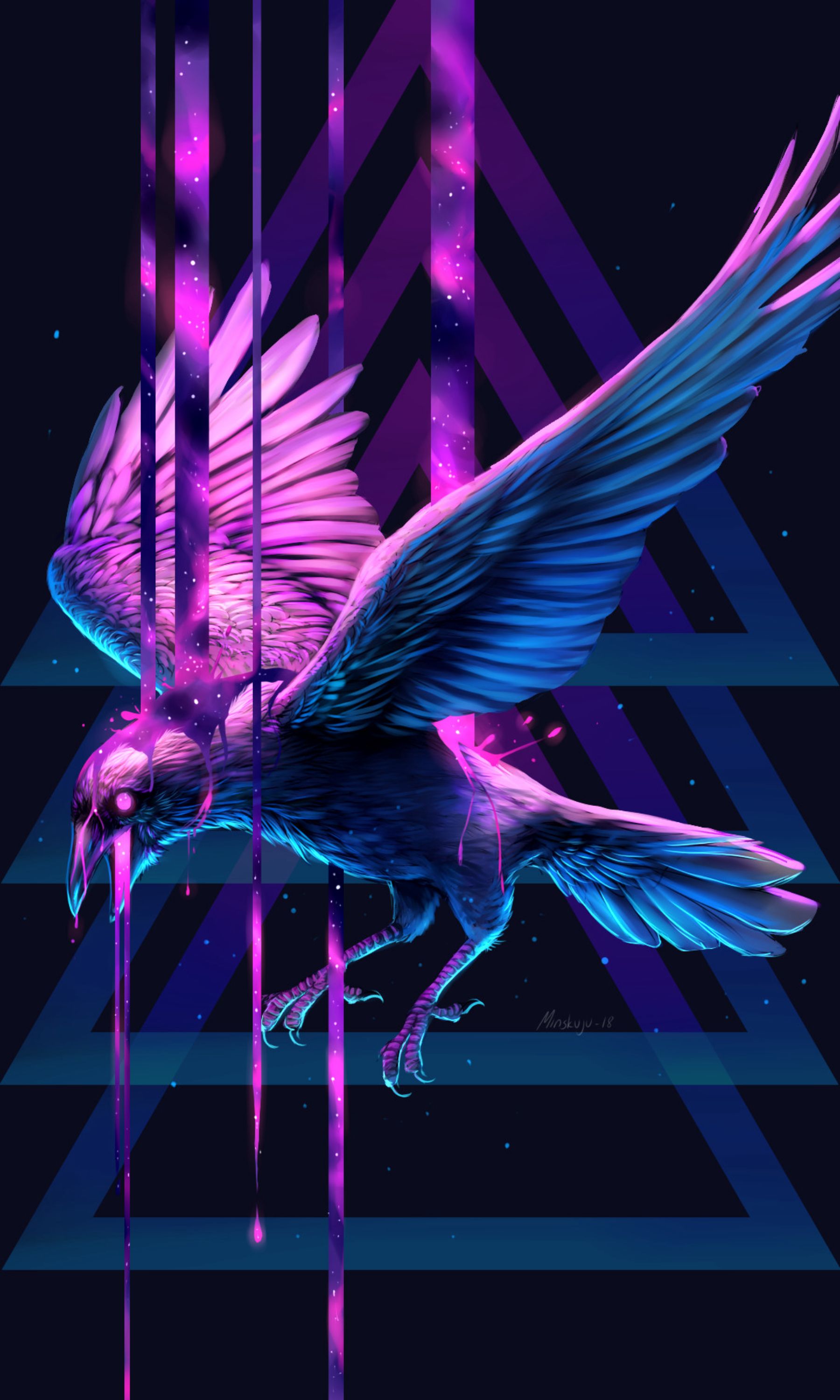 Wallpaper Raven, Bird, Art, Triangle, Paint, Fantastic