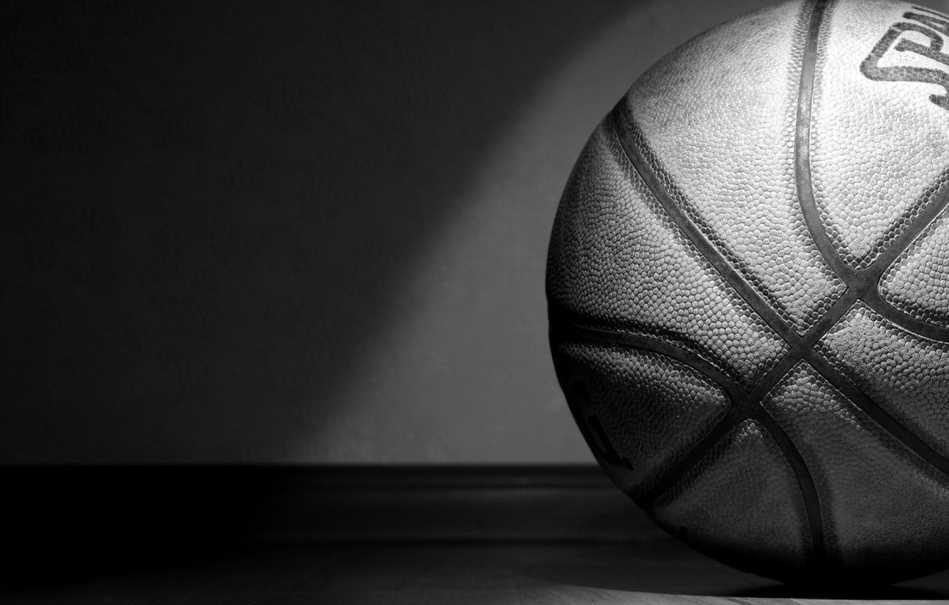 Wallpaper the ball, black and white, basketball, spalding, b&w