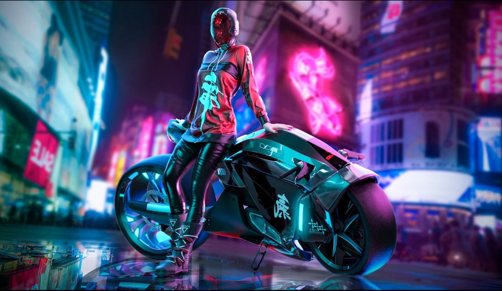 Wallpaper Motorcycle, Cyberpunk 2077, Cyberpunk for mobile and