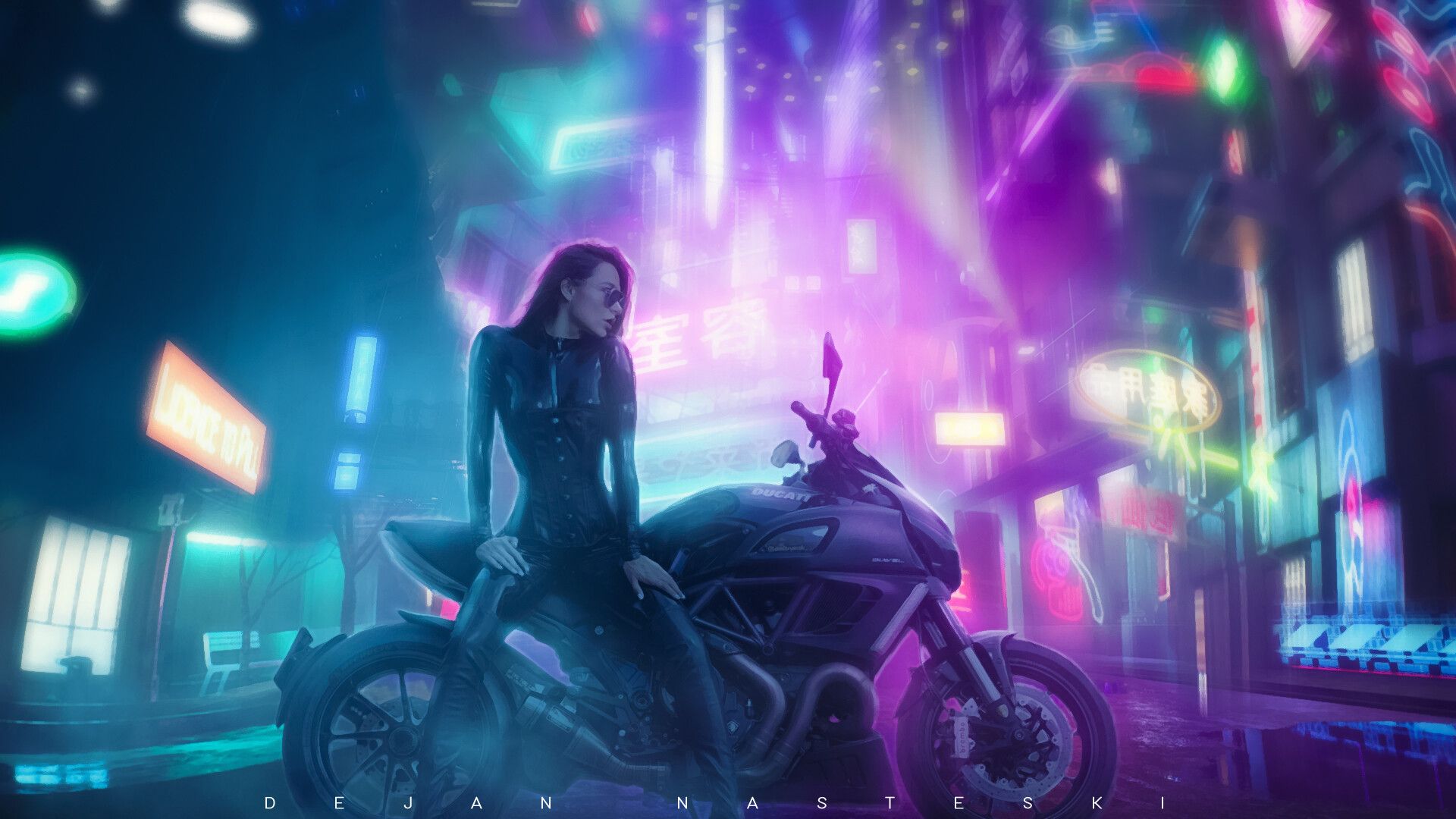 Cyberpunk Girl Futuristic Motorcycle Wallpapers ...