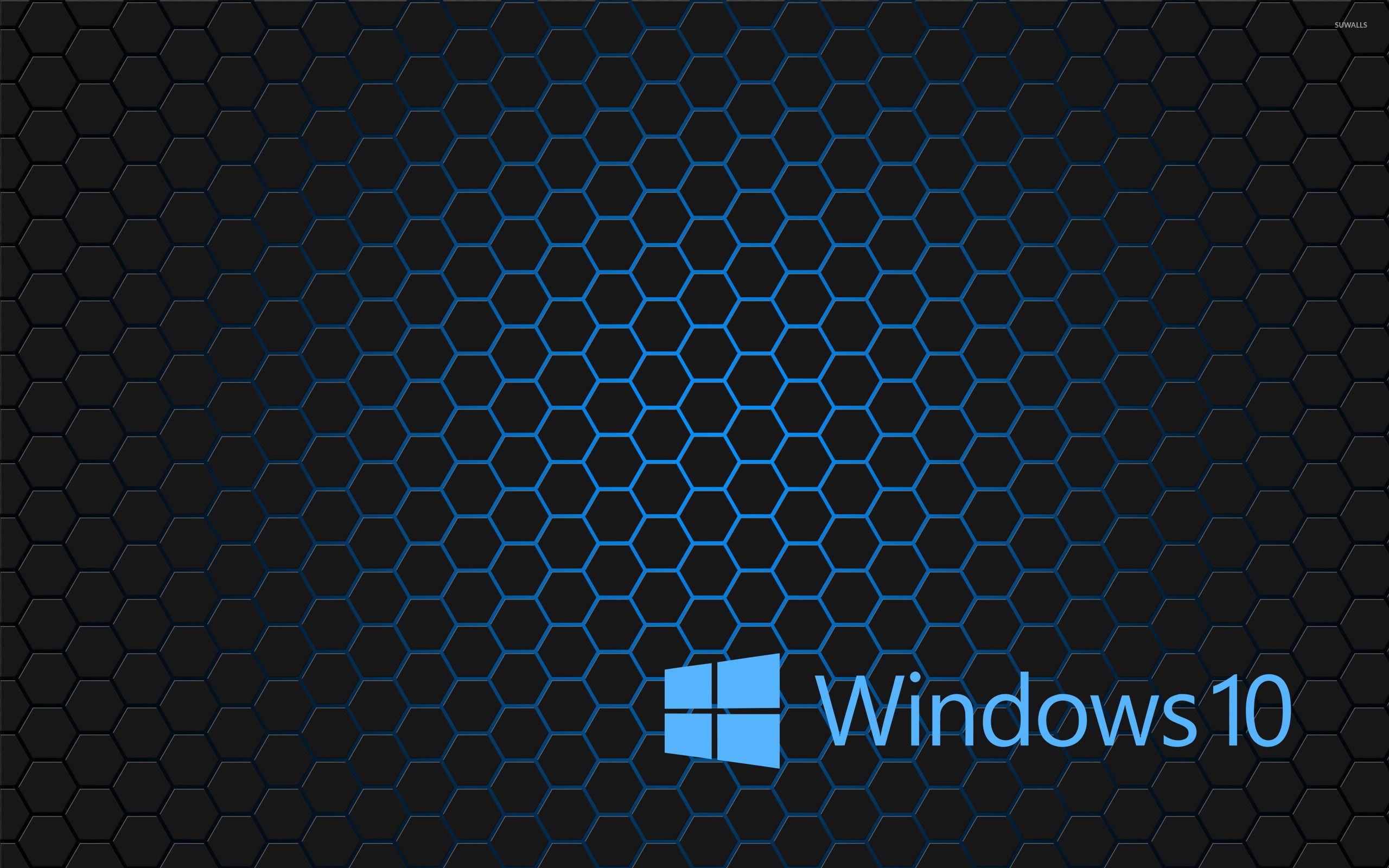 Windows 10 blue text logo on hexagons wallpaper wallpaper