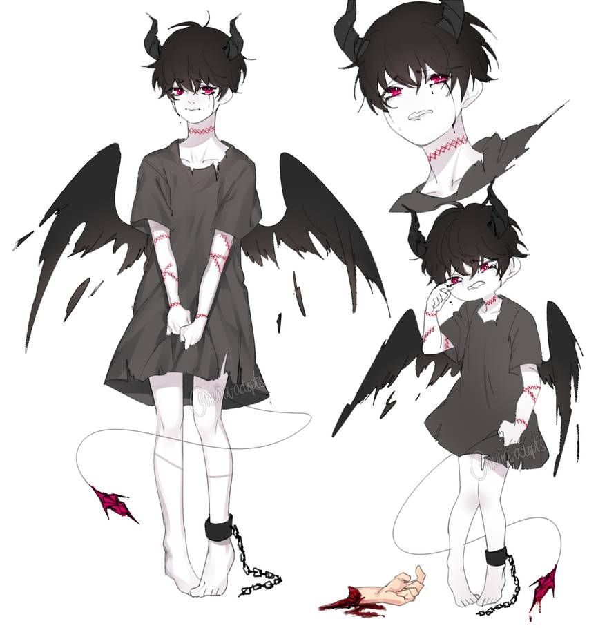 Child Cute Anime Demon Boy.