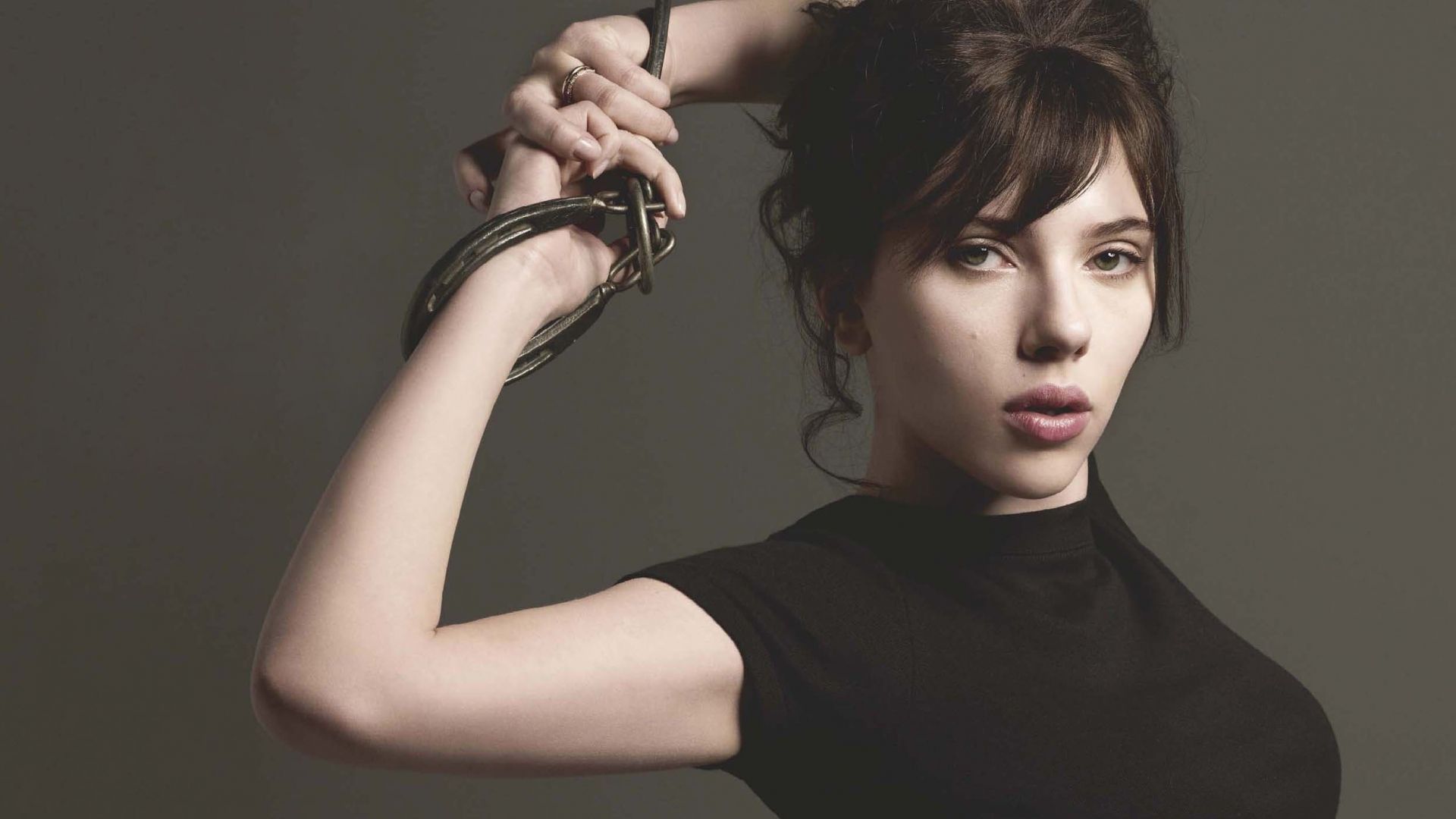 Free download brunettes women Scarlett Johansson handcuffs
