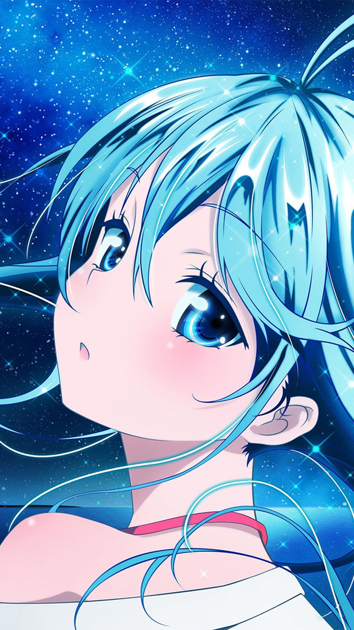 Anime Girl Blue Beautiful Arum Art Illustration Wallpaper