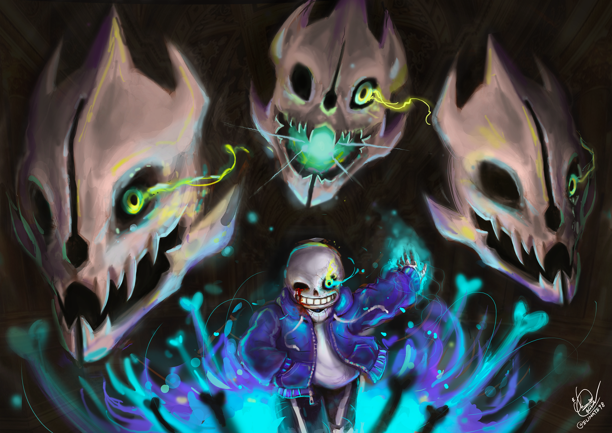 Wallpaper knife, skeleton, girl, skull, characters, Undertale, Sans,  Undertail for mobile and desktop, section игры, resolution 1920x1080 -  download