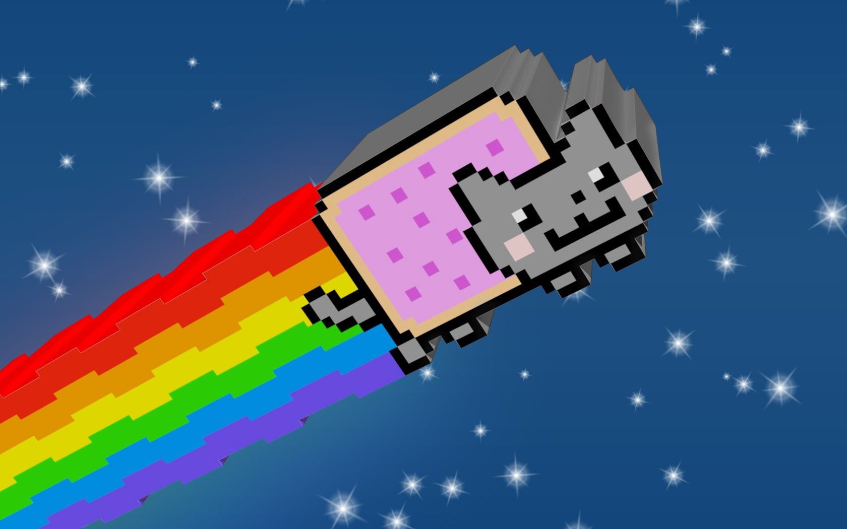 Flying cat with rainbow digital wallpaper, Nyan Cat, 3D HD
