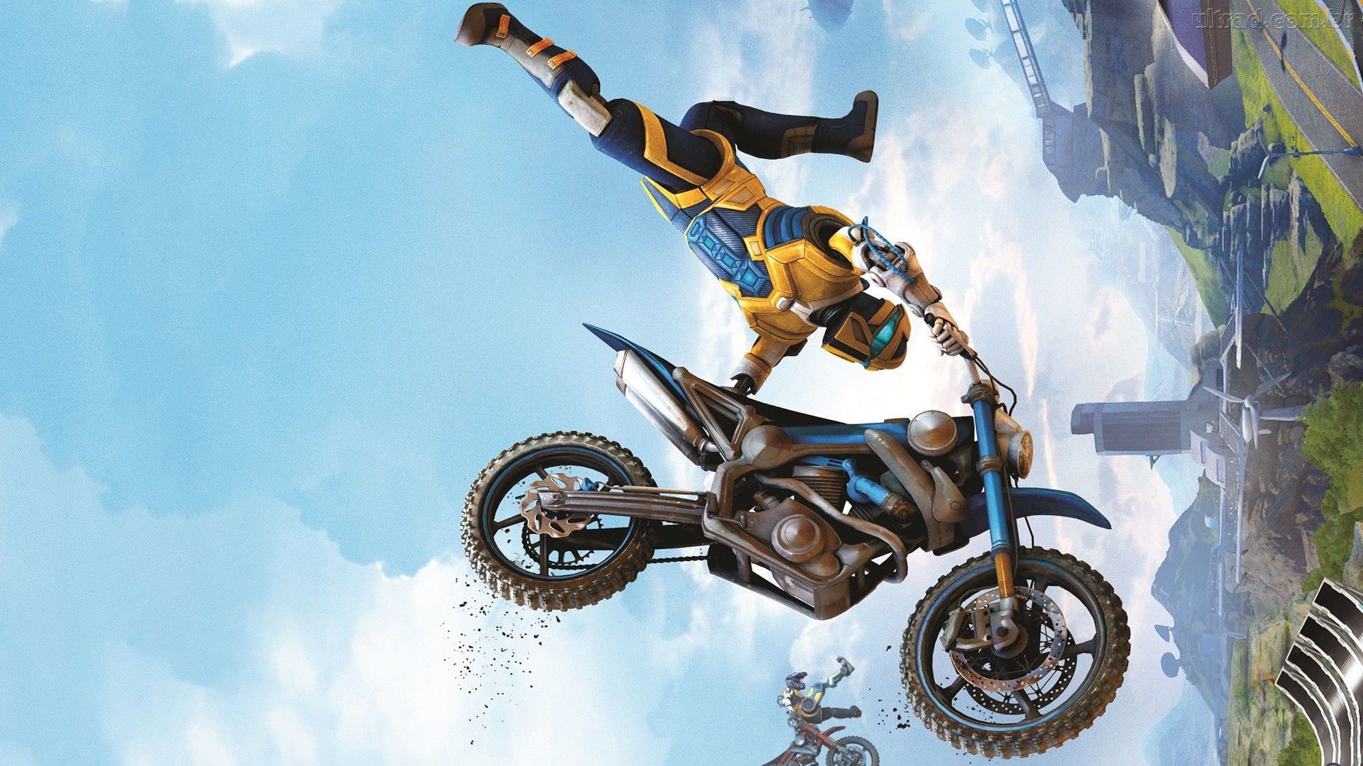 Motorcyclist in the game Trials fusion wallpaper and image