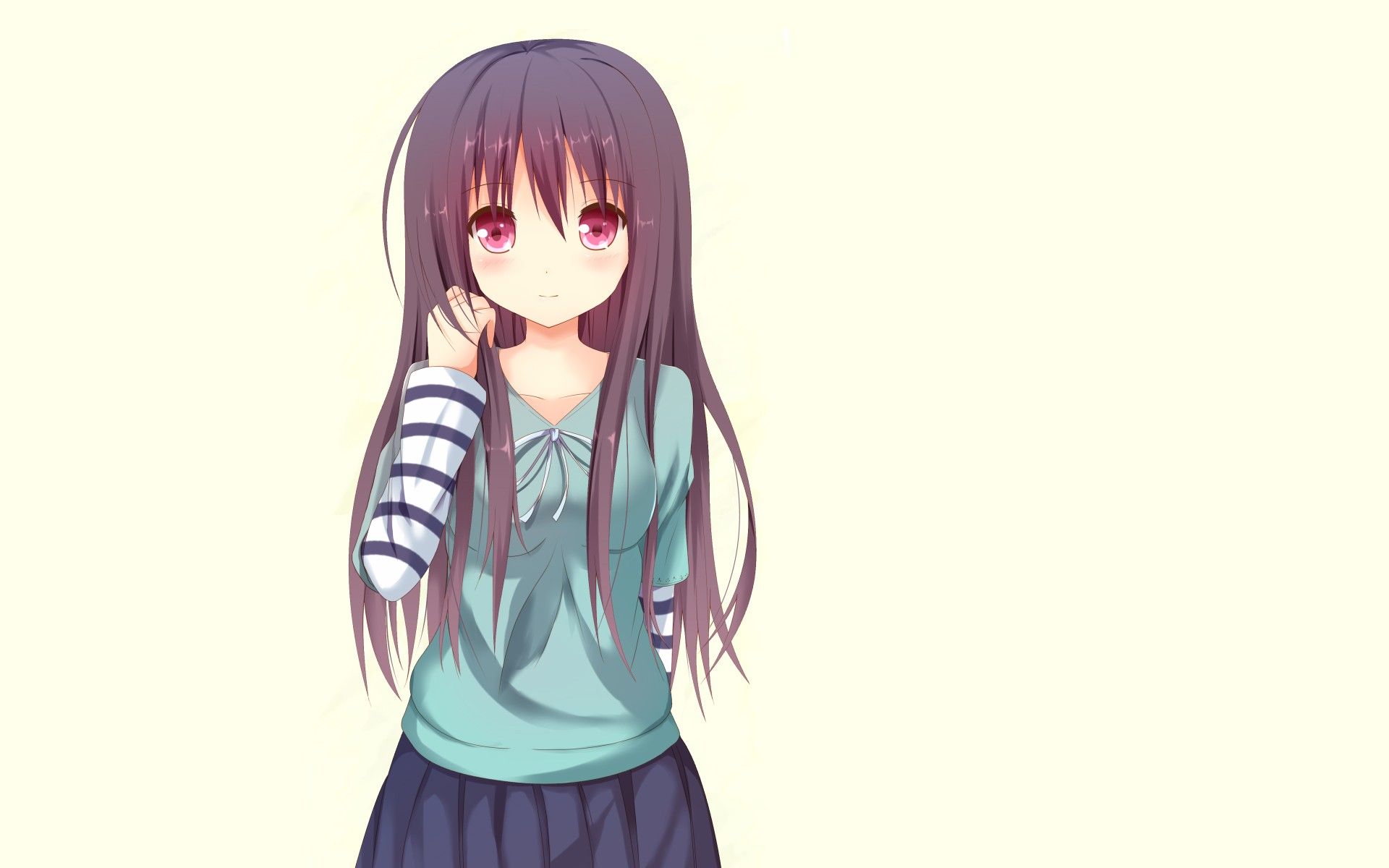 long, Hair, Purple, Hair, Pink, Eyes, Simple, Background, Anime