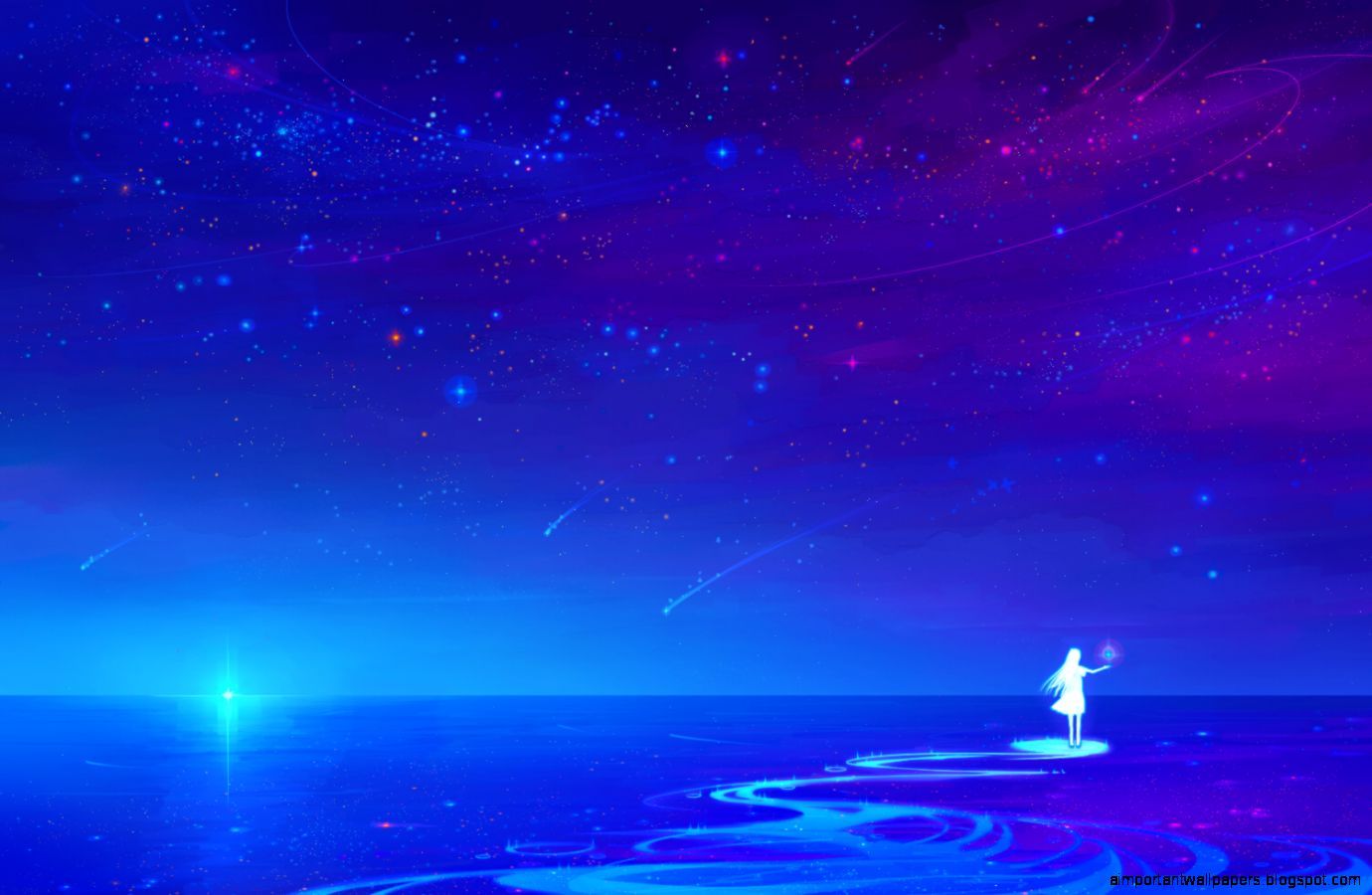 Night Sky Anime Desktop Background
