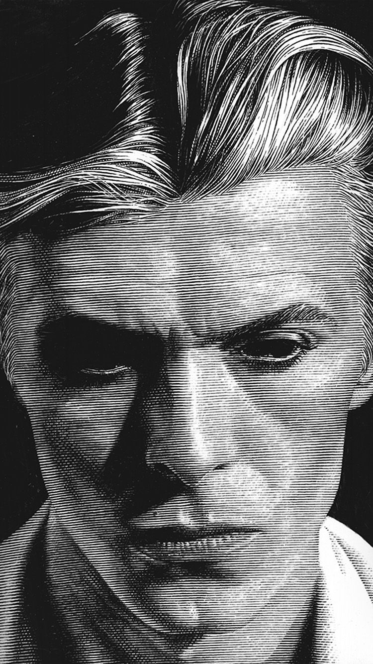 David Bowie Art Face Singer Artist Bw Dark Illust Anime