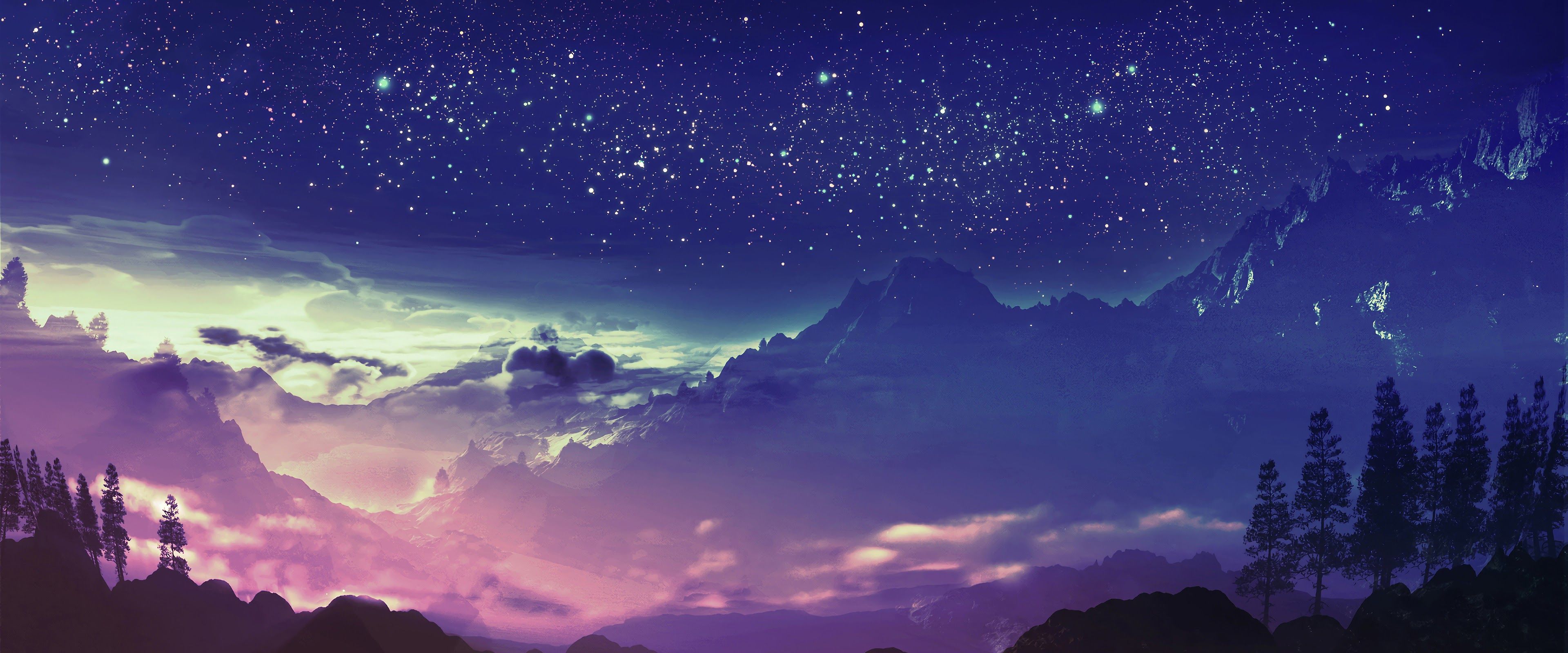 Background Night Anime Scenery Wallpaper