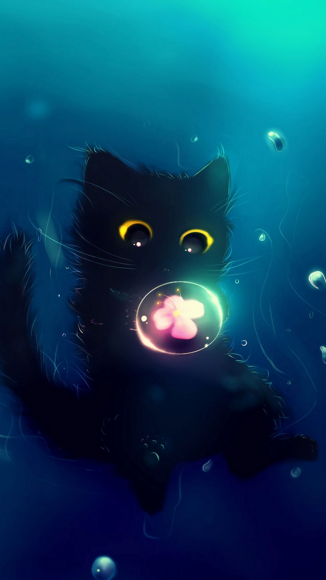 Wallpaper Cat, Cute, Ball, Flower, Art Background For iPad