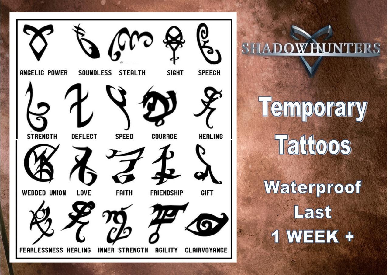 Shadowhunter Runes Ex Large Temporary Tattoos Waterproof