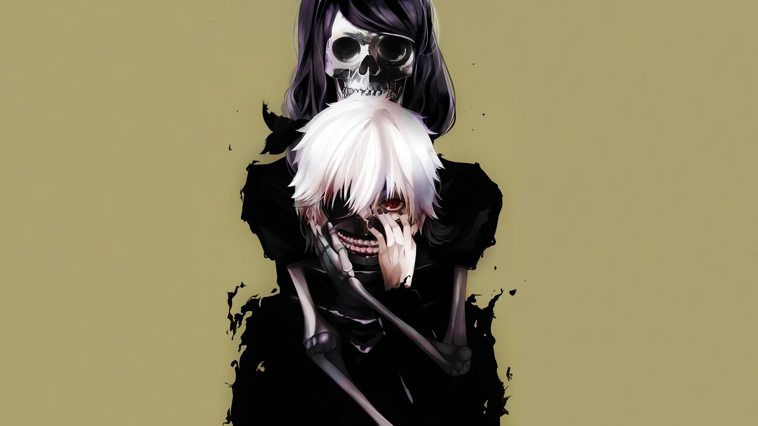 wallpaper tokyo ghoul, kaneki ken, skull HD, Widescreen