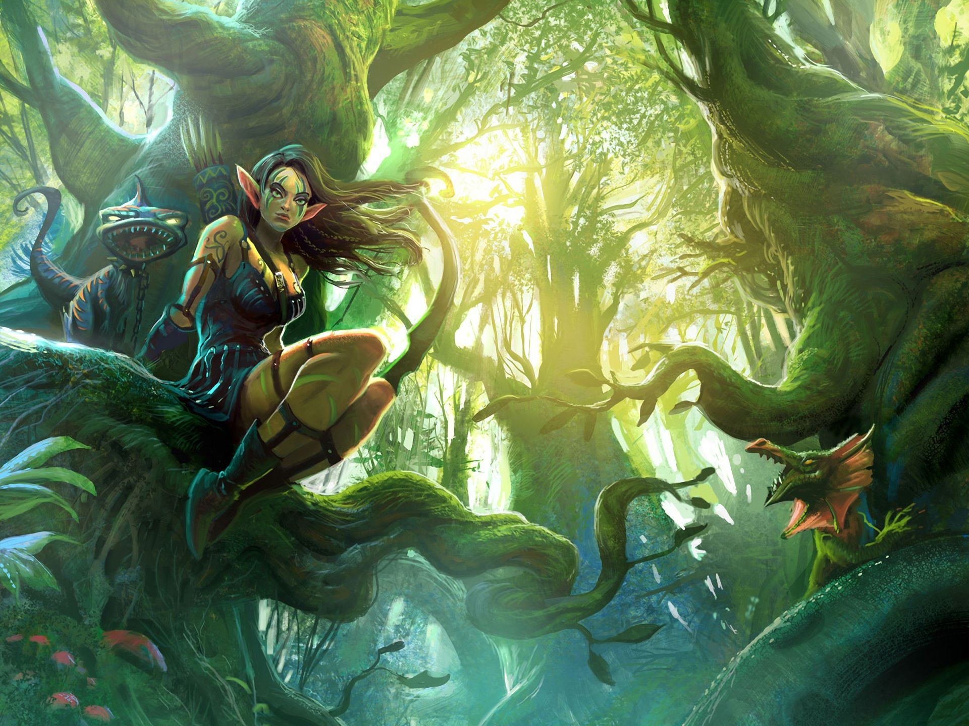 Fantasy elves girl in the forest wallpaper 1920x1440