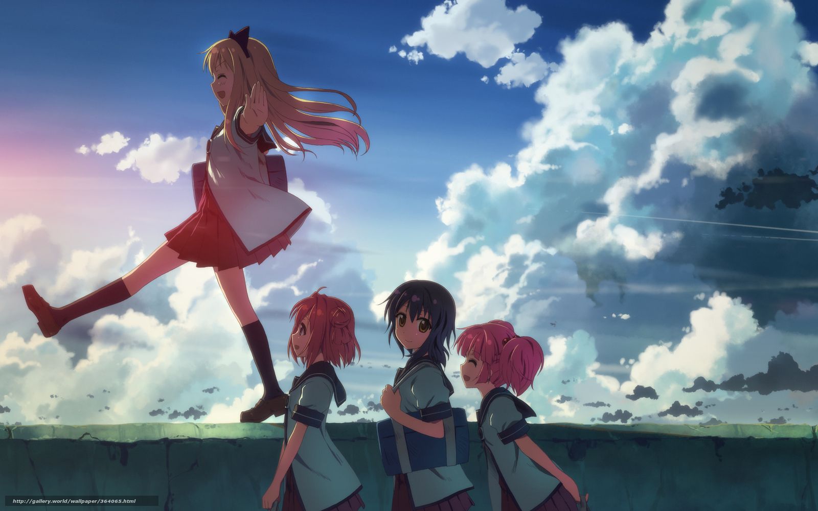 Download wallpaper Girls, anime. clouds free desktop wallpaper