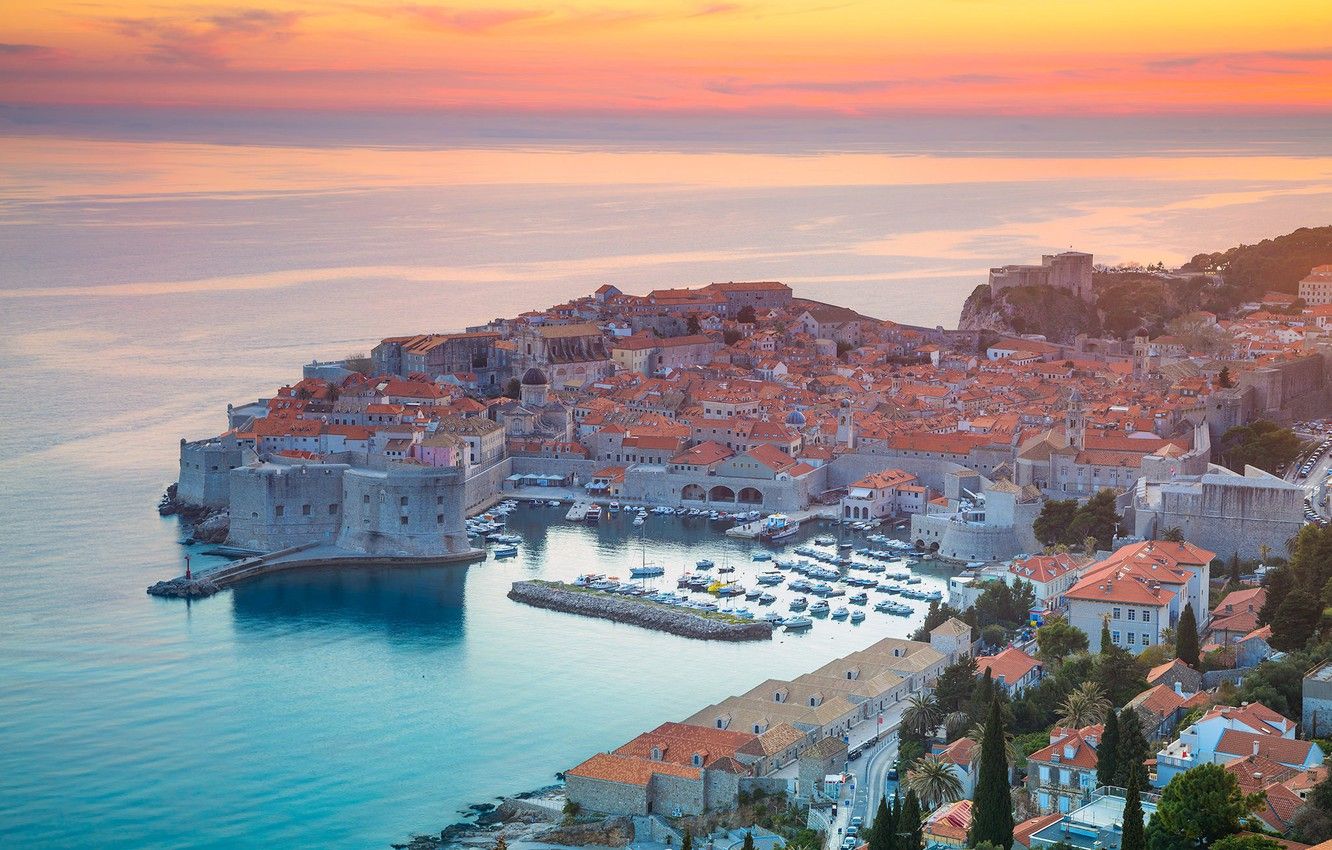 Wallpaper sea, landscape, home, glow, Croatia, Dubrovnik image