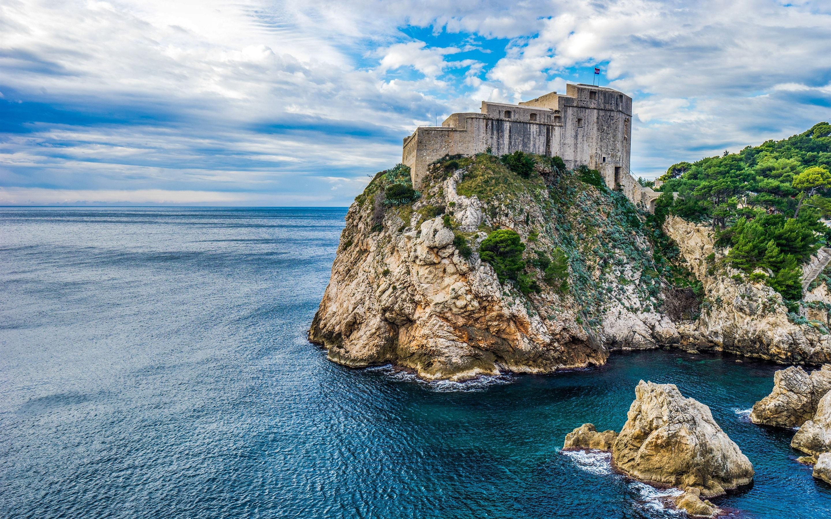 Croatia, Dubrovnik, Fortress, Rocks, Sea 1080x1920 IPhone 8 7 6 6S