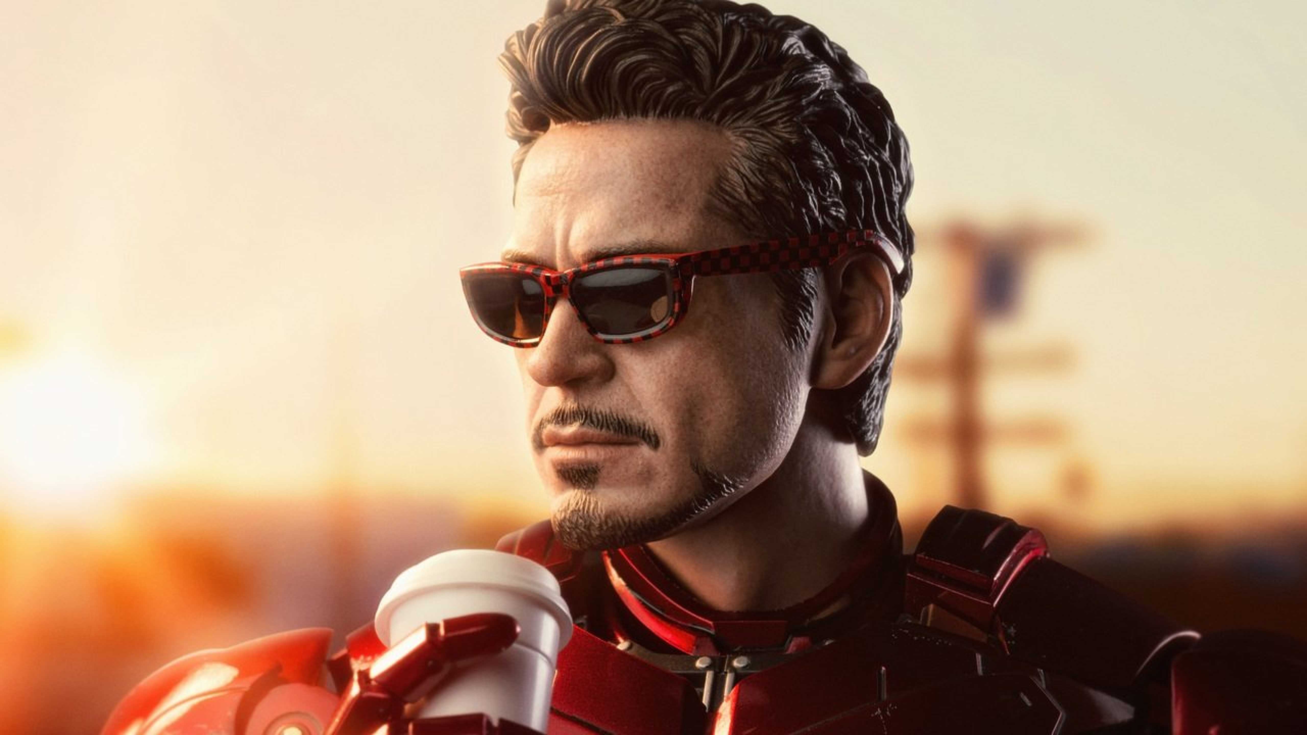 Iron Man Drinking Coffee HD Wallpaper (5120x2880)