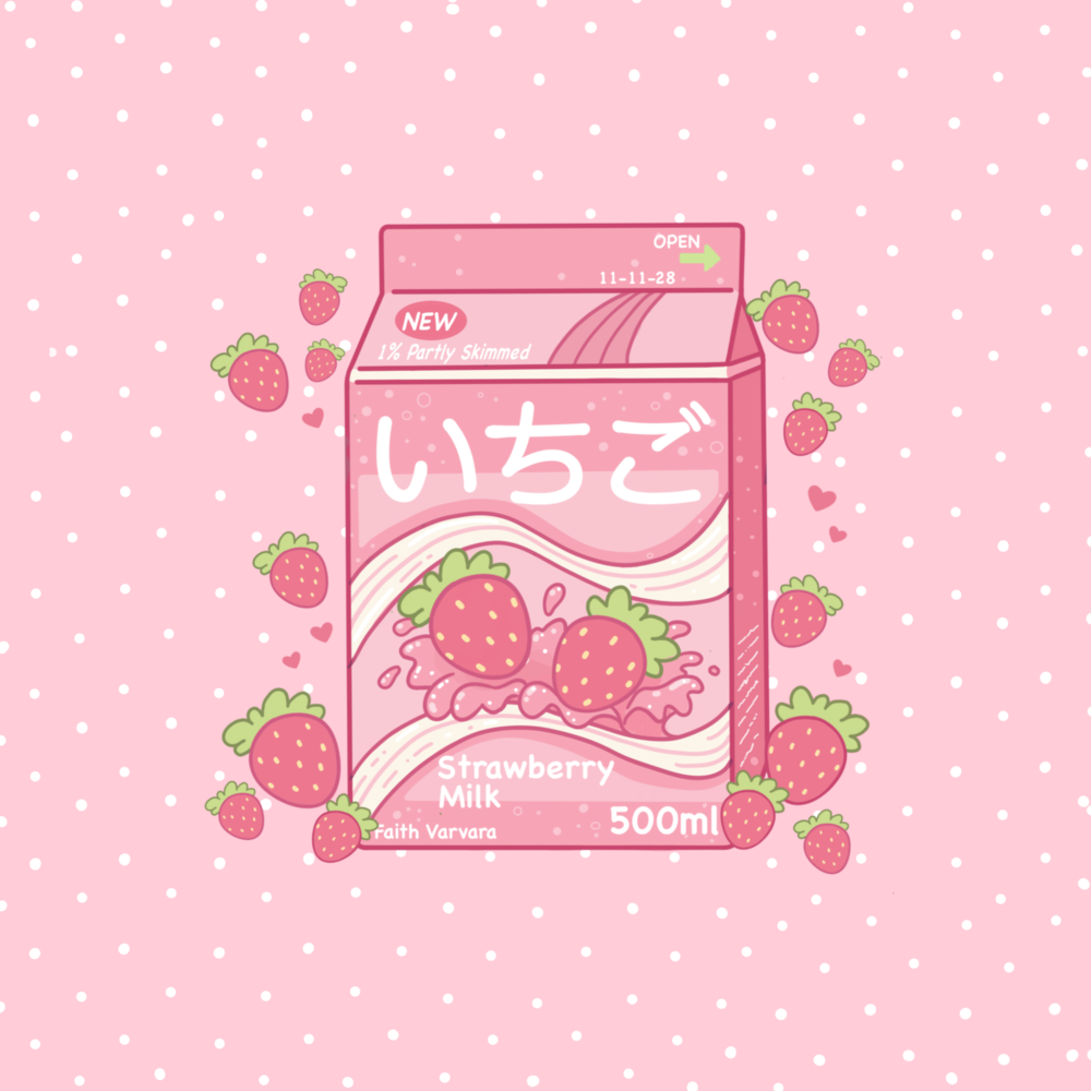 Strawberry Milk Pink Pillow. Pink milk, Strawberry milk