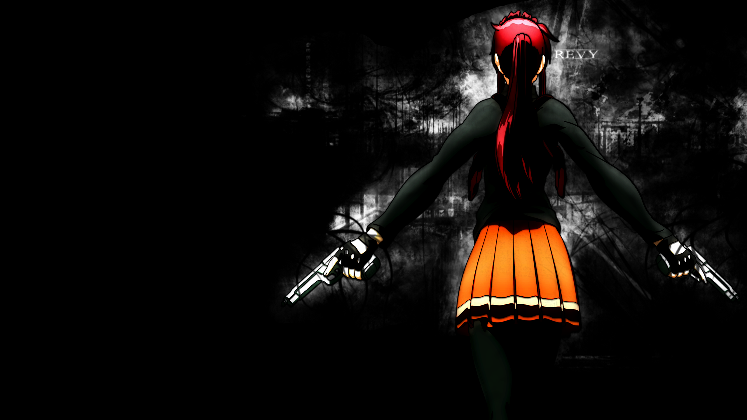 Anime Girl Black Background Wallpaper