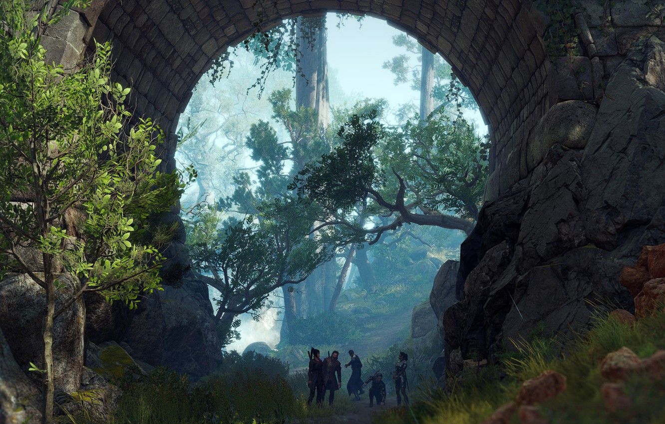 Wallpaper forest, bridge, people, arch, Baldur's Gate III image