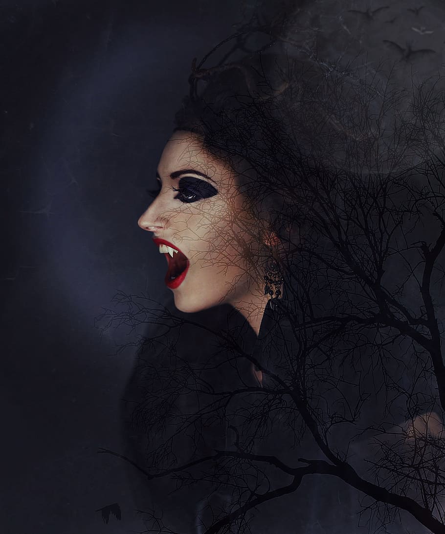 HD wallpaper: photography of vampire woman wallpaper, vampire lady