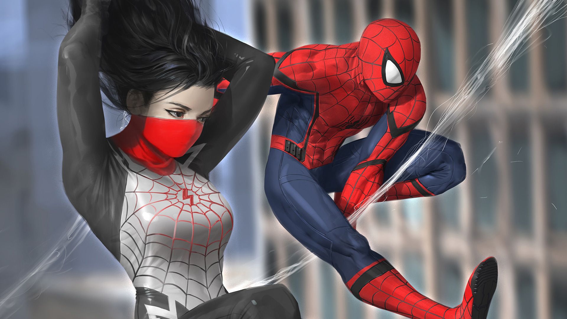Spiderman And Silk, HD Superheroes, 4k Wallpaper, Image