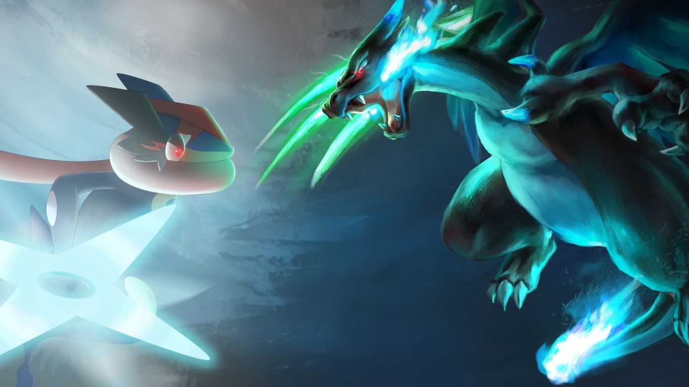 Wallpaper pokemon, charizard, mega charizard x, greninja