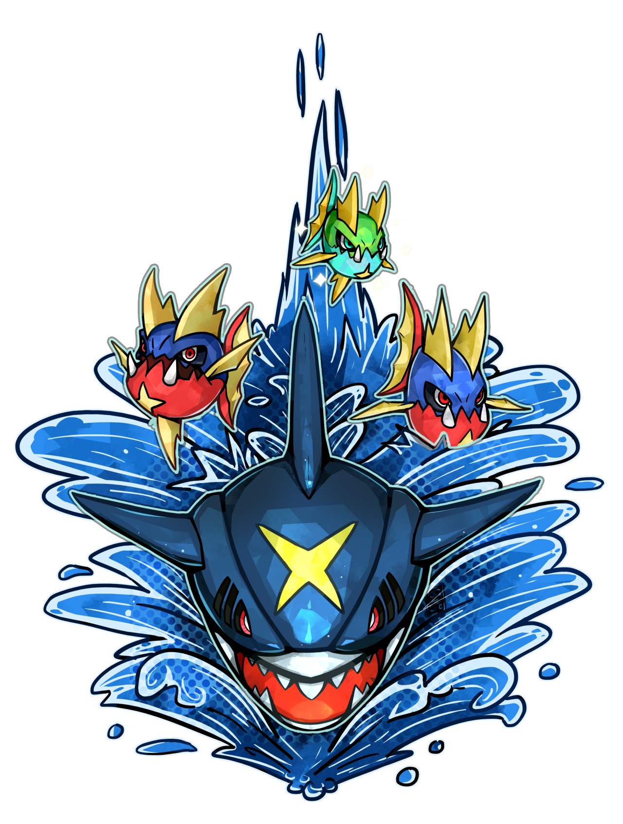 Carvanha and Sharpedo. Pokemon, Pokemon art, Pokemon fan art