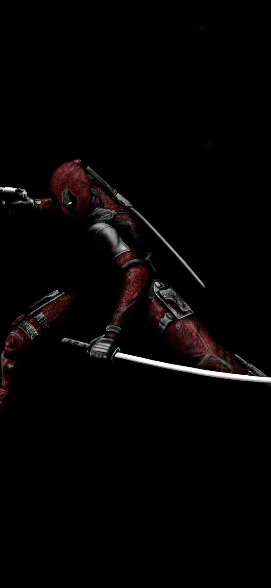 Deadpool with swords, minimal, superhero, dark, art wallpaper, 7000x HD image, picture, 3c6ae785