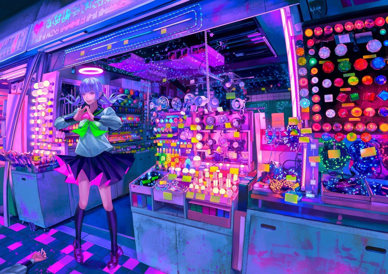 Anime Girl Wallpaper Neon Wallpaper HD