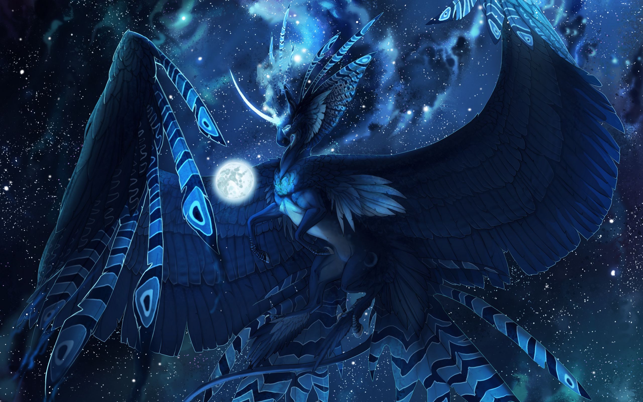 Download wallpaper 2560x1600 creature, mystical, fantastic, flight