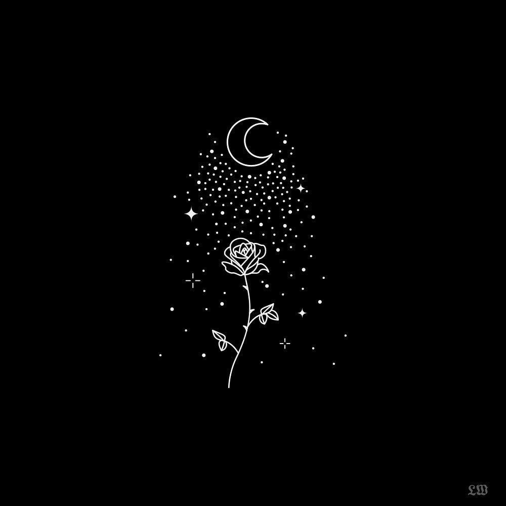 Mystic moonlight rose. Floral illustration art
