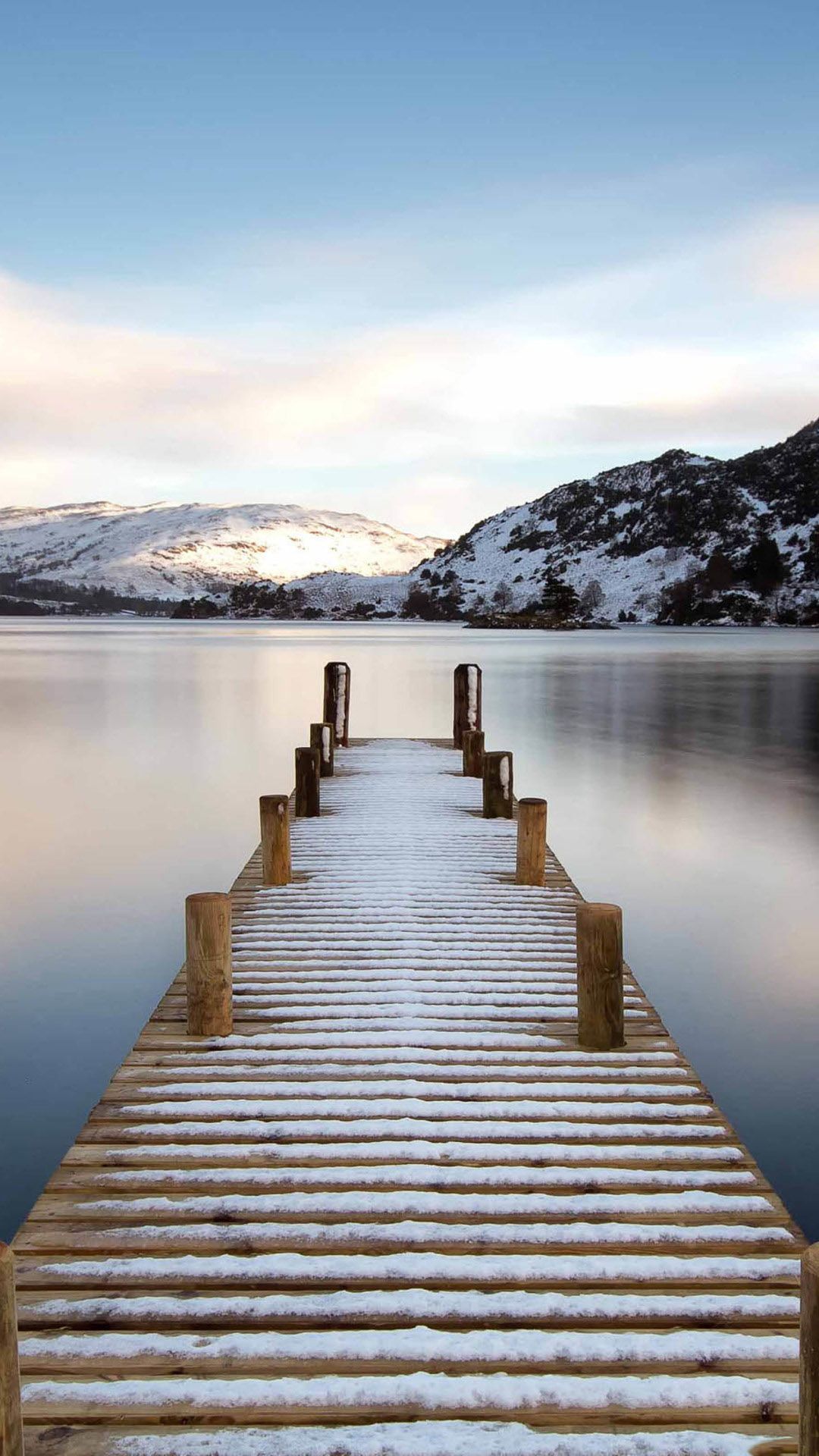Lakes: Landscape Pier Lake Dock Mountain View Superior Wallpaper