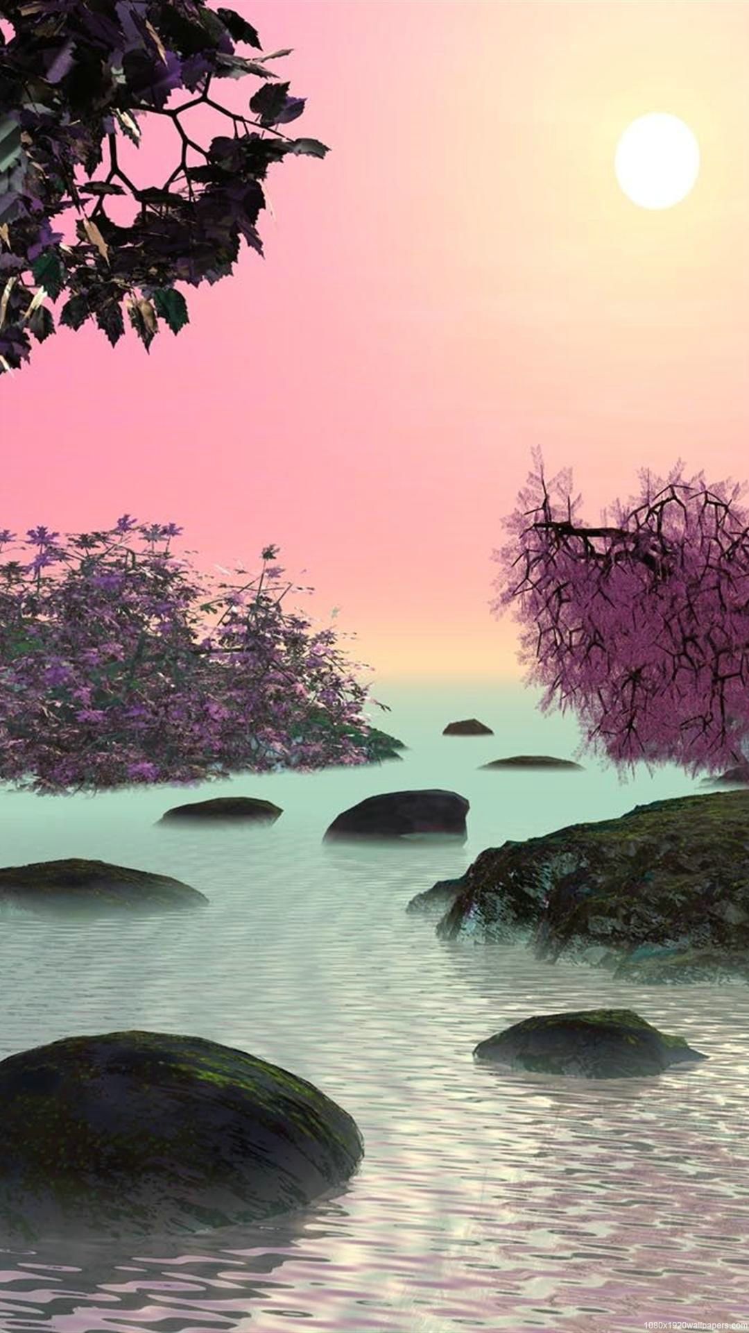 Digital Sun Lake Wallpaper HD