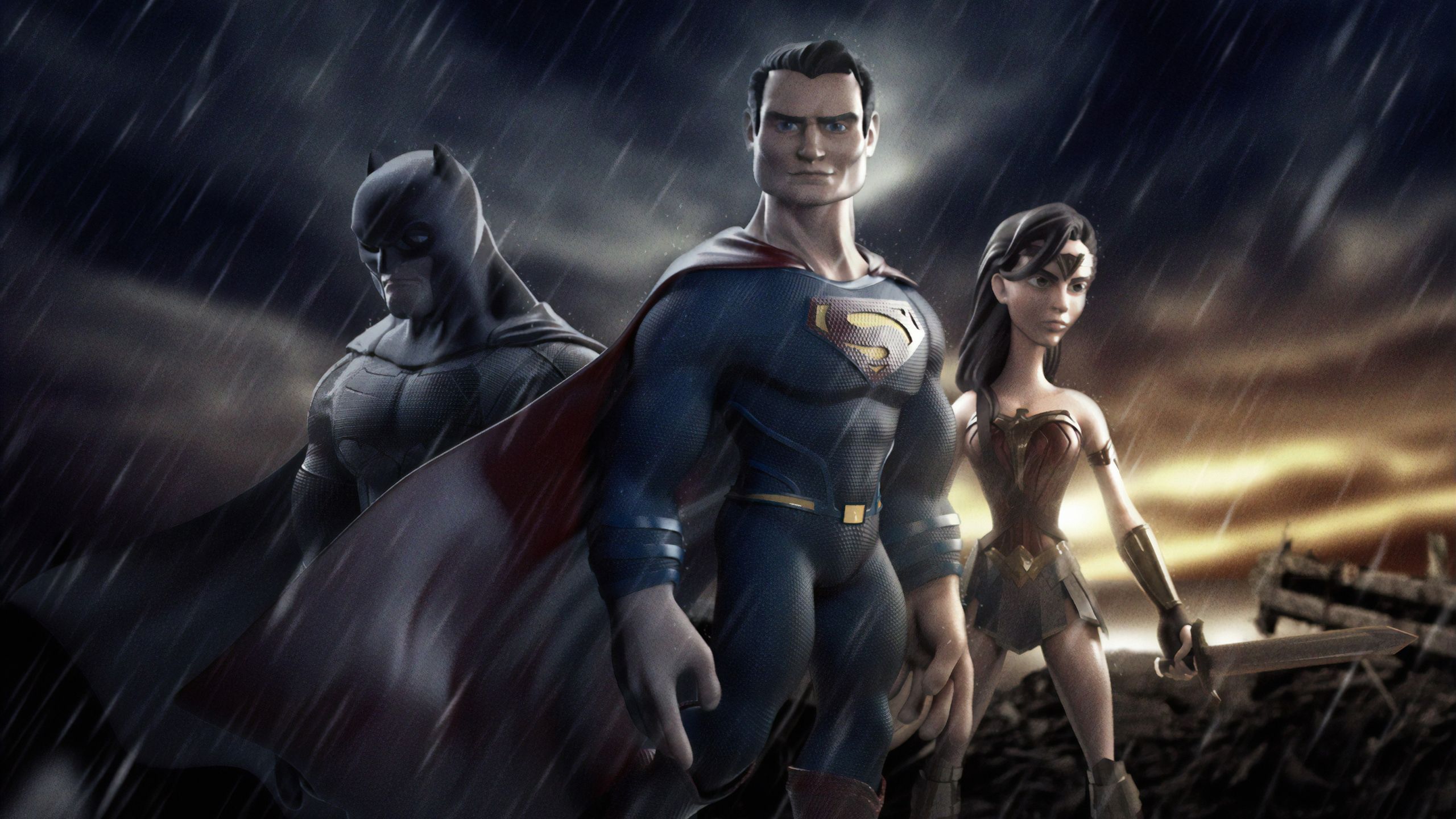 Artwork Batman Superman Wonder Woman, HD Superheroes, 4k
