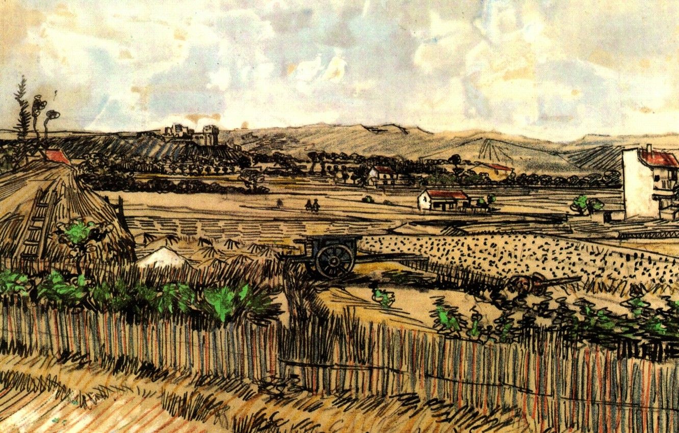 Wallpaper the fence, Vincent van Gogh, at the Left Montmajour