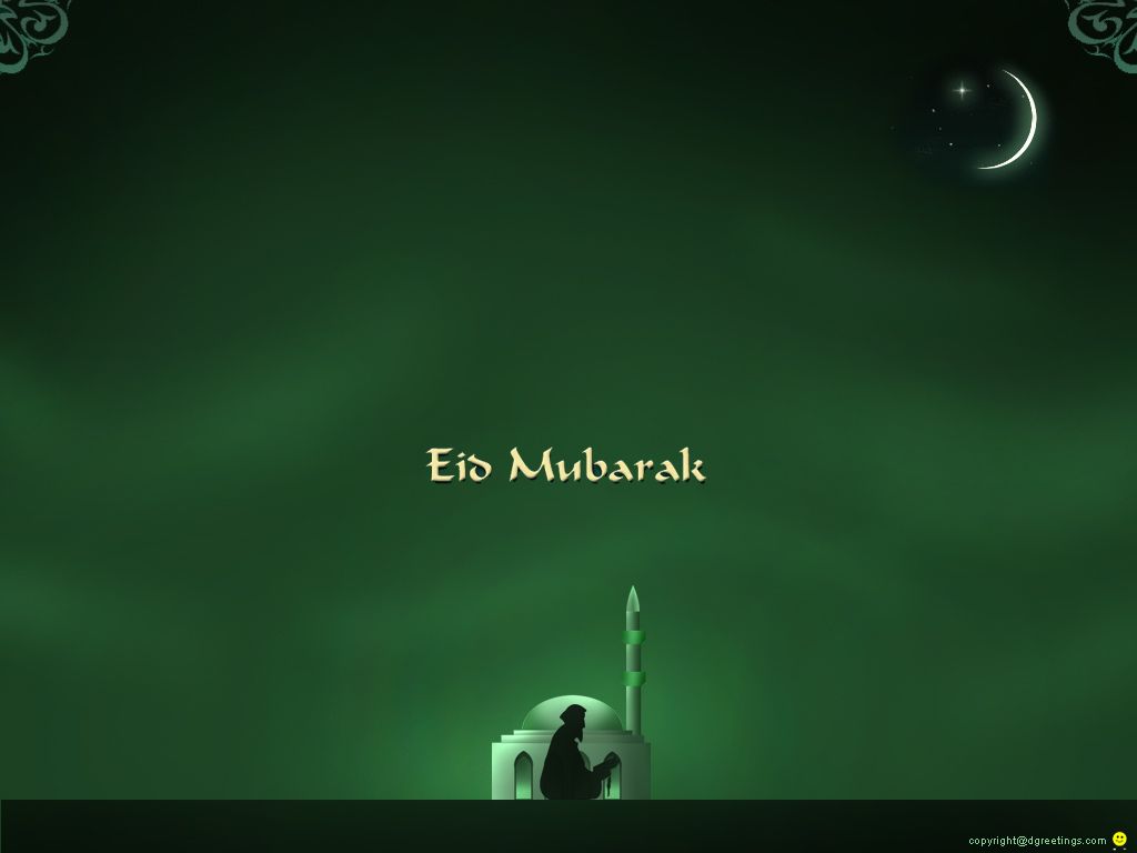 Green HD Eid Wallpaper Ka Chand Mubarak