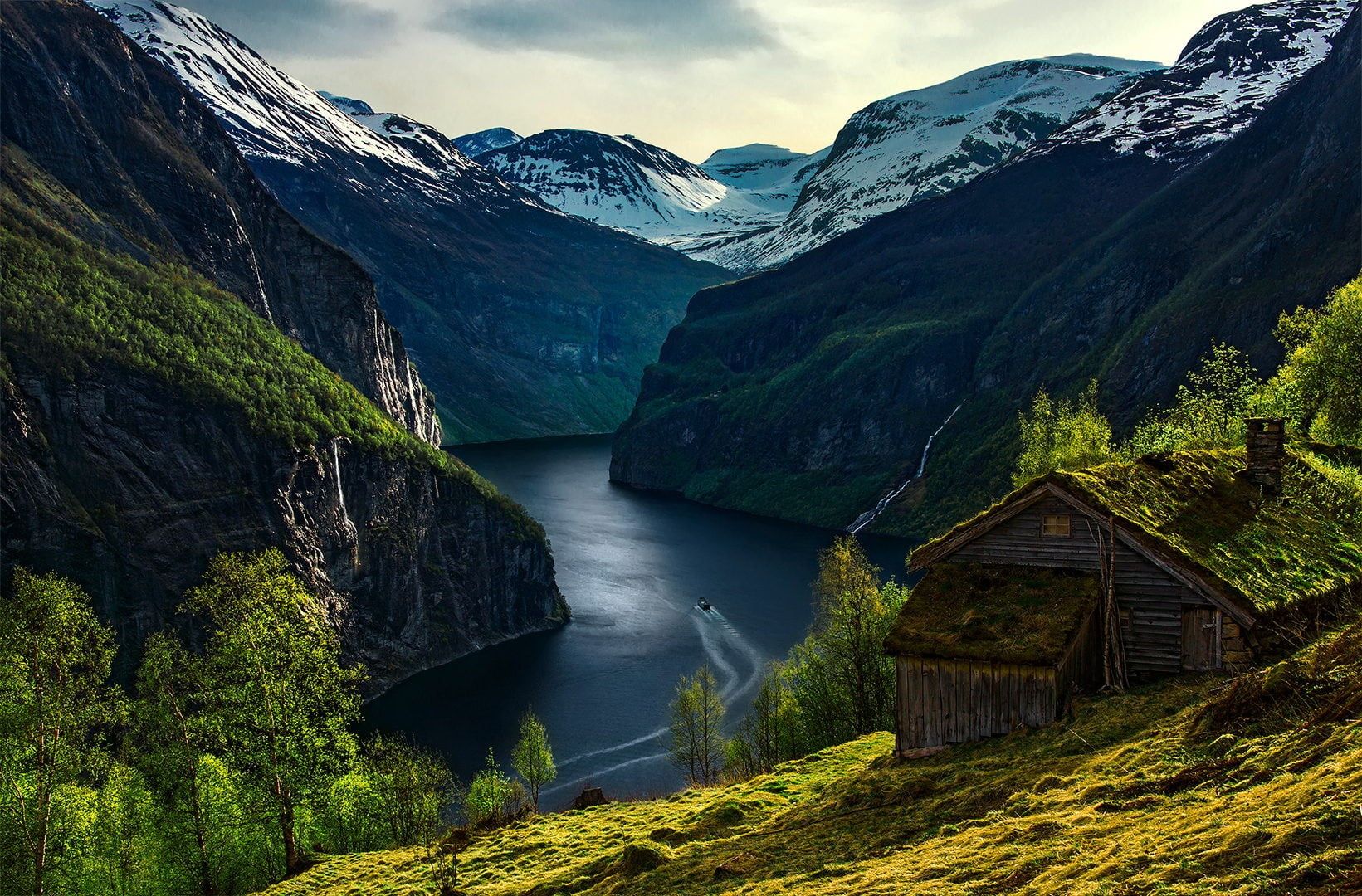 Nature, Landscape, Norway, River, Cabin, Water, Scenics