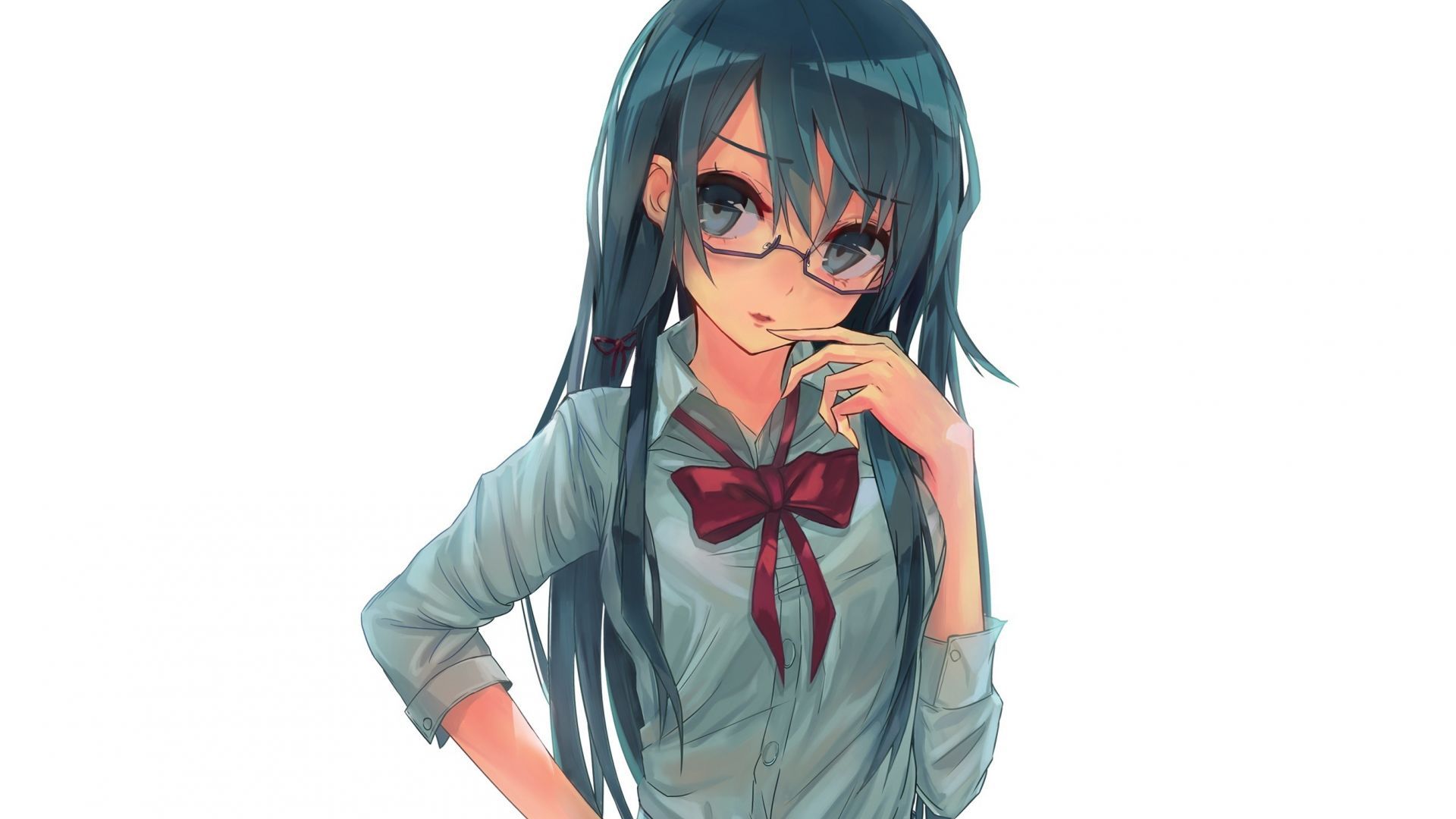 Desktop wallpaper school dress, anime girl, original, glasses, HD