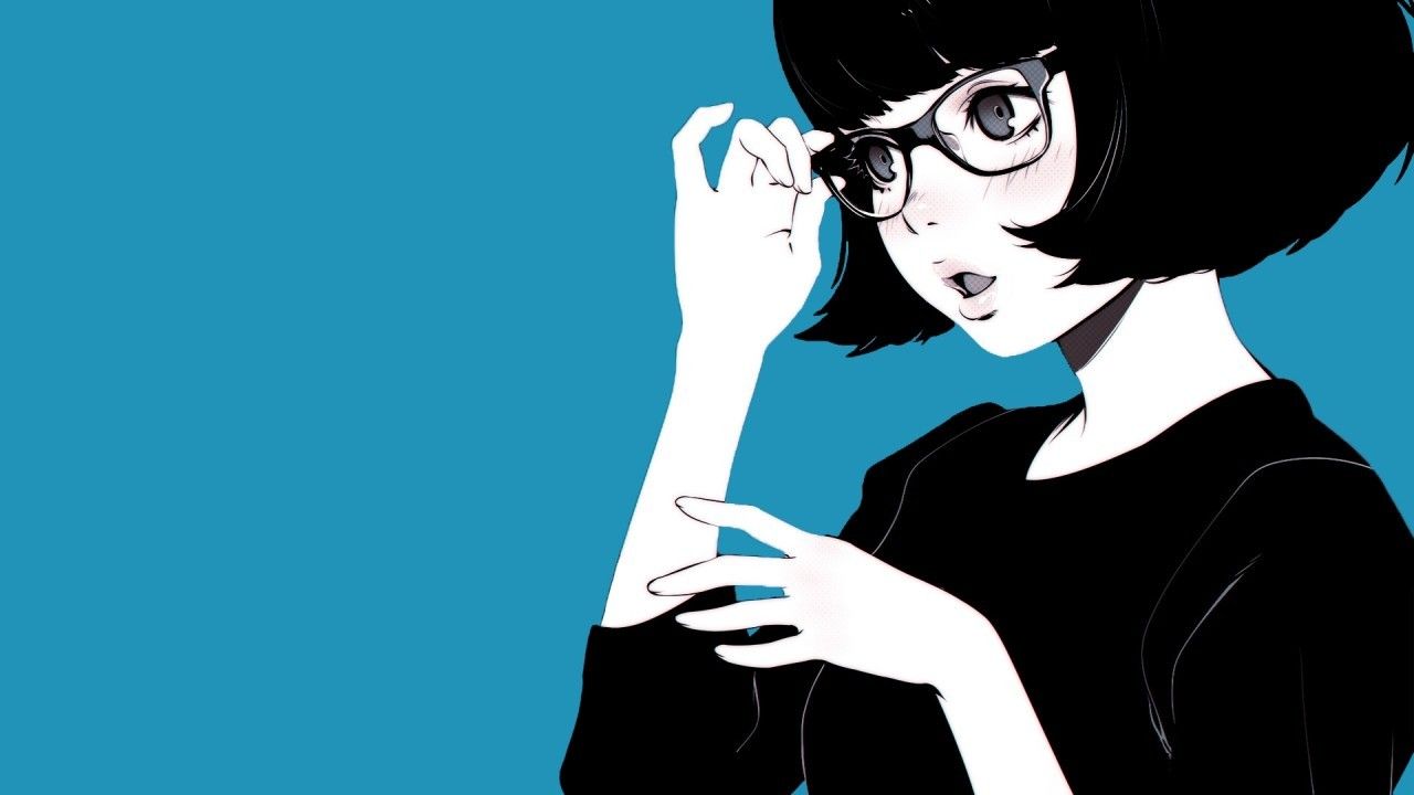 Download 1280x720 Anime Girl, Short Hair, Glasses, Semi Realistic