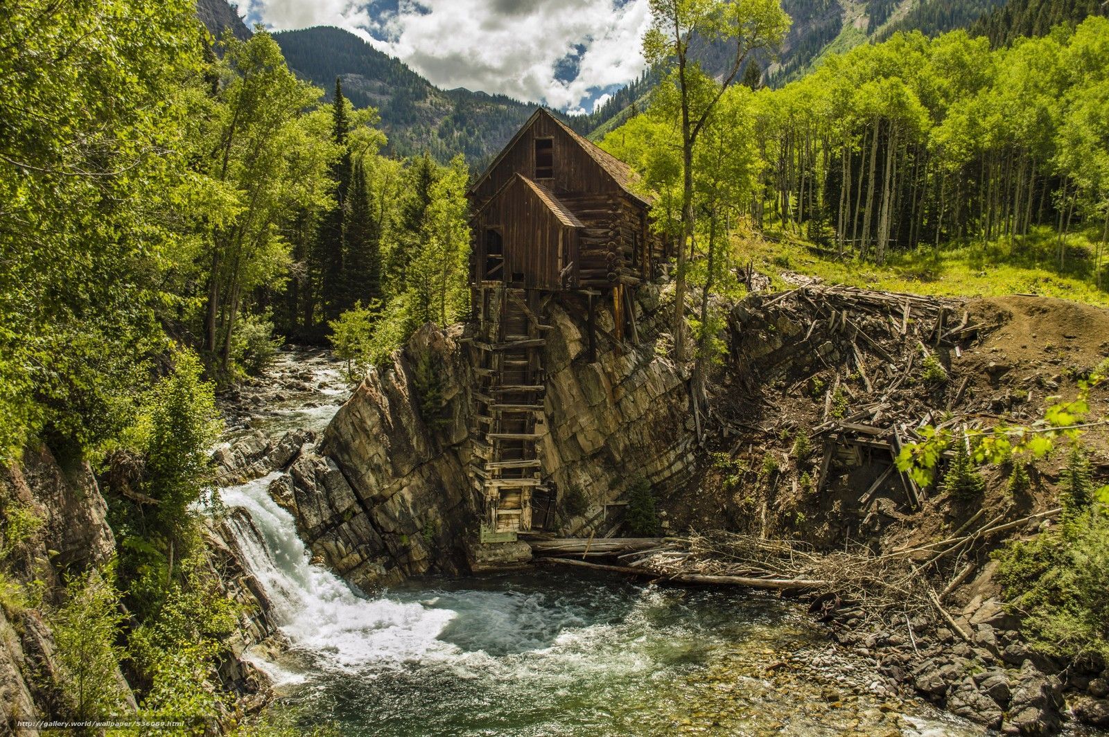 Free download Download wallpaper river rock cabin trees desktop