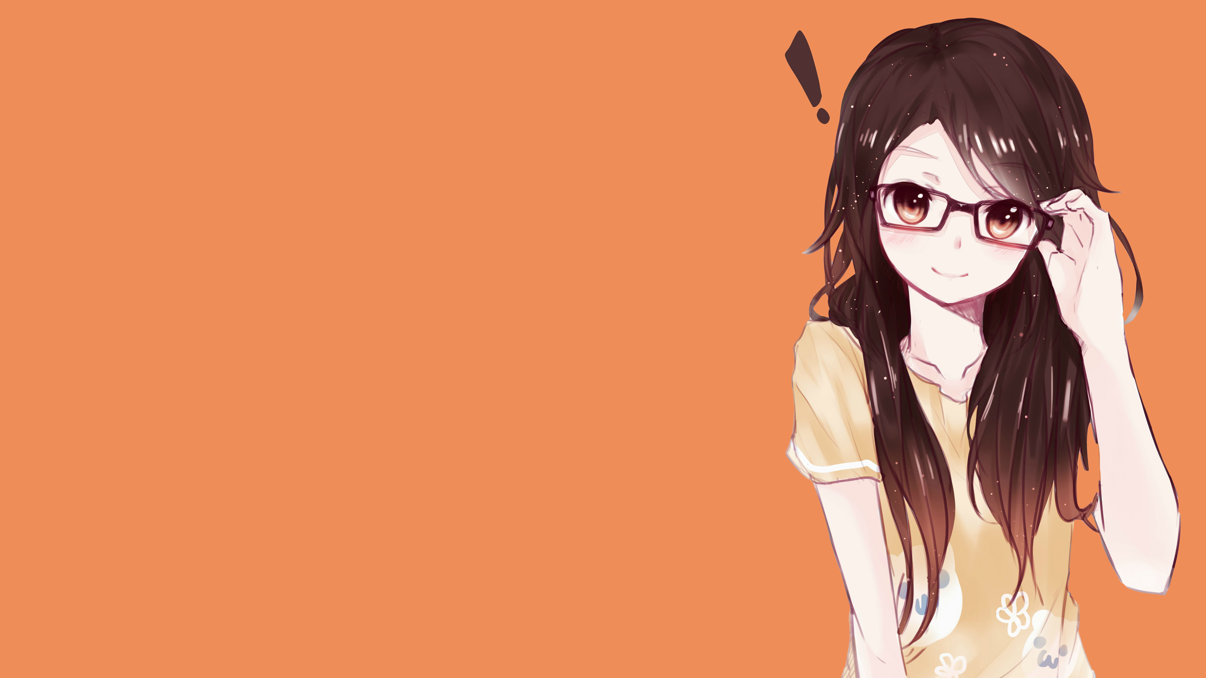 Download 3840x2160 Anime girl in glasses on an orange background