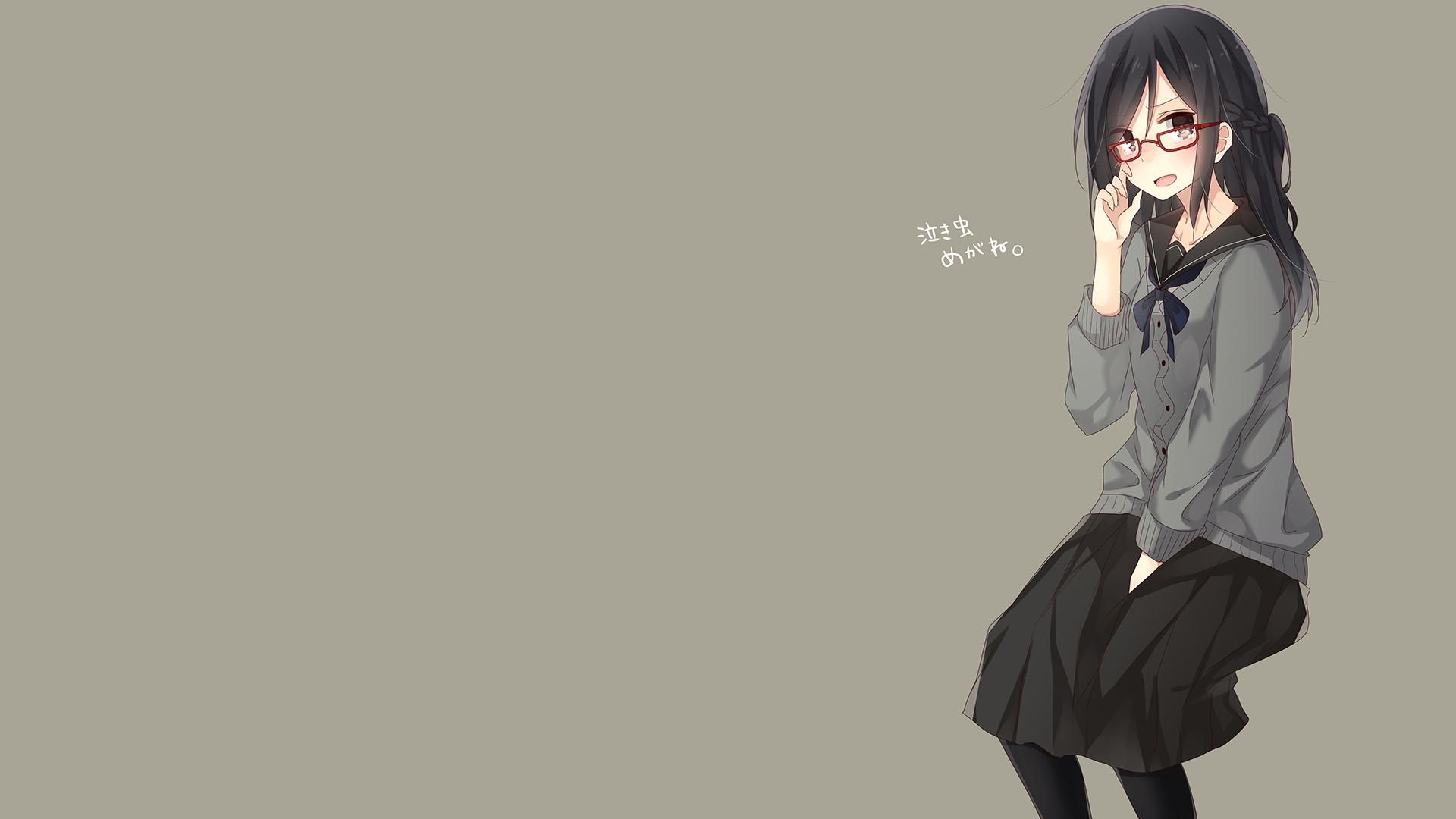 Yamasuta, Original Characters, School Uniform, Simple Background