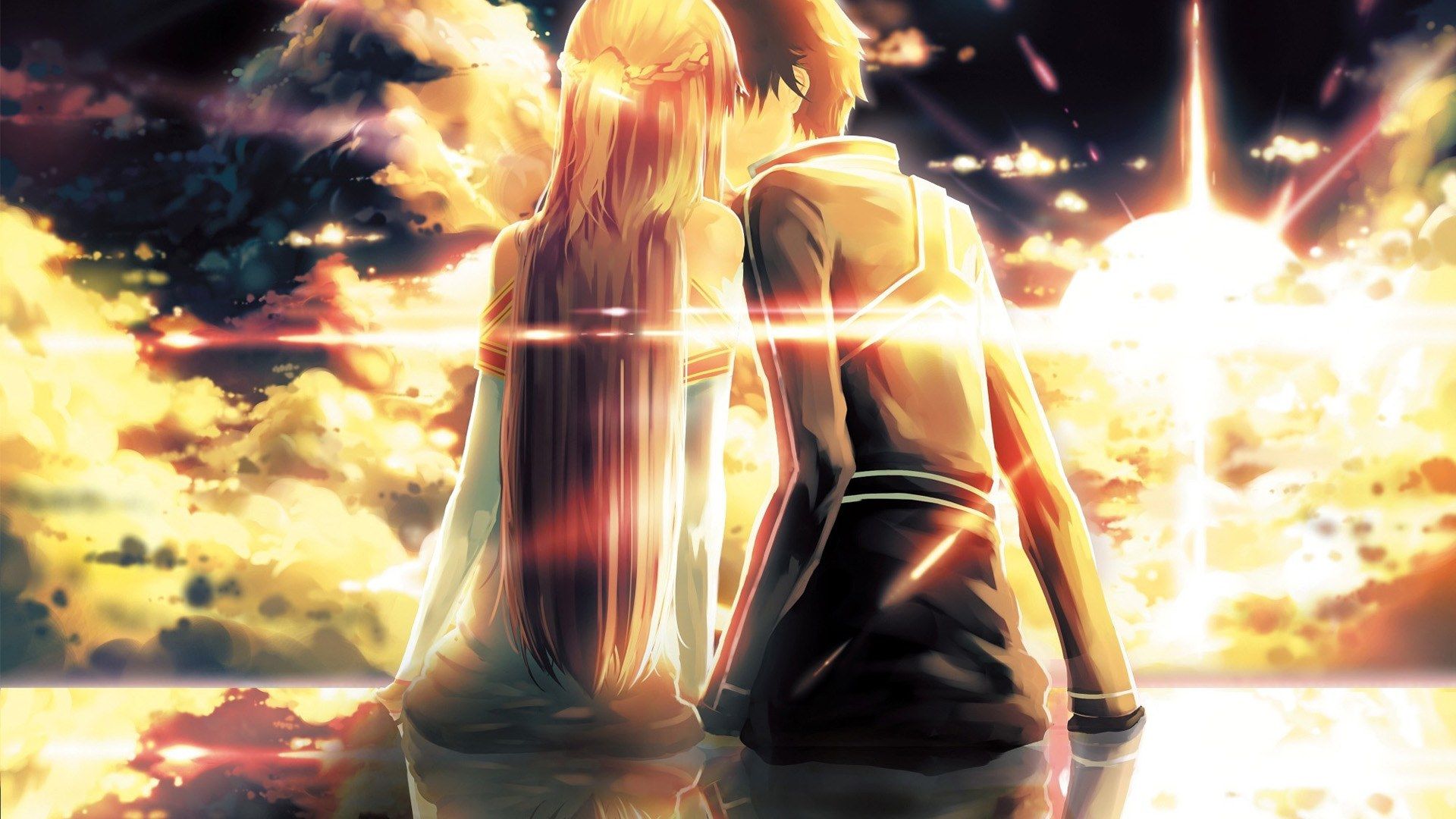 Anime couple romantic kissing beautiful desktop wallpaper