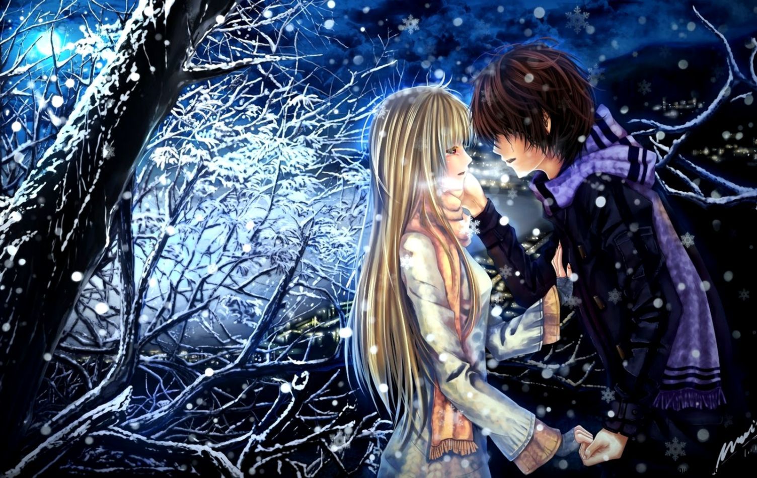Anime Couple Romantic Wallpaper HD