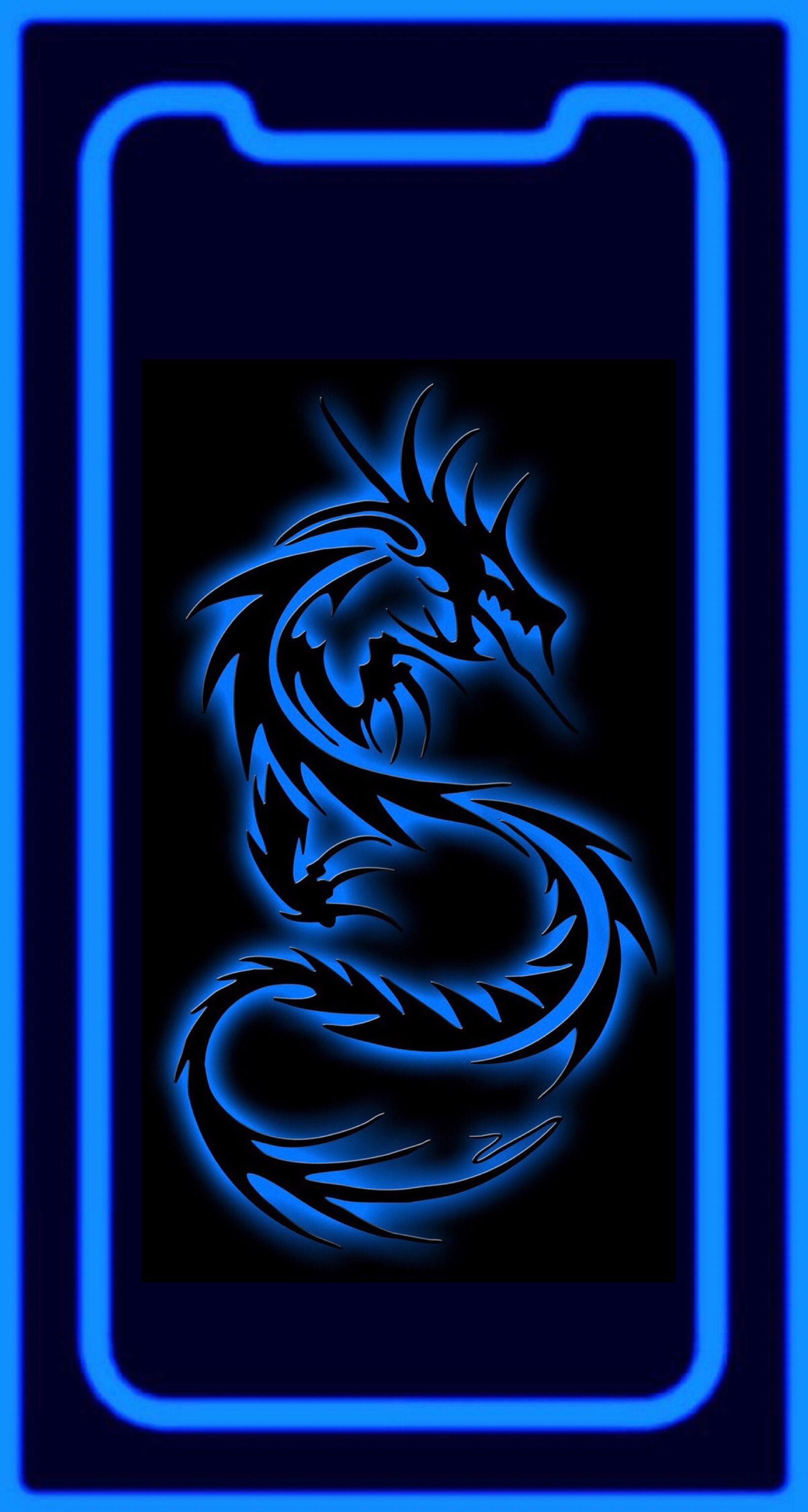 Синий неон дракон